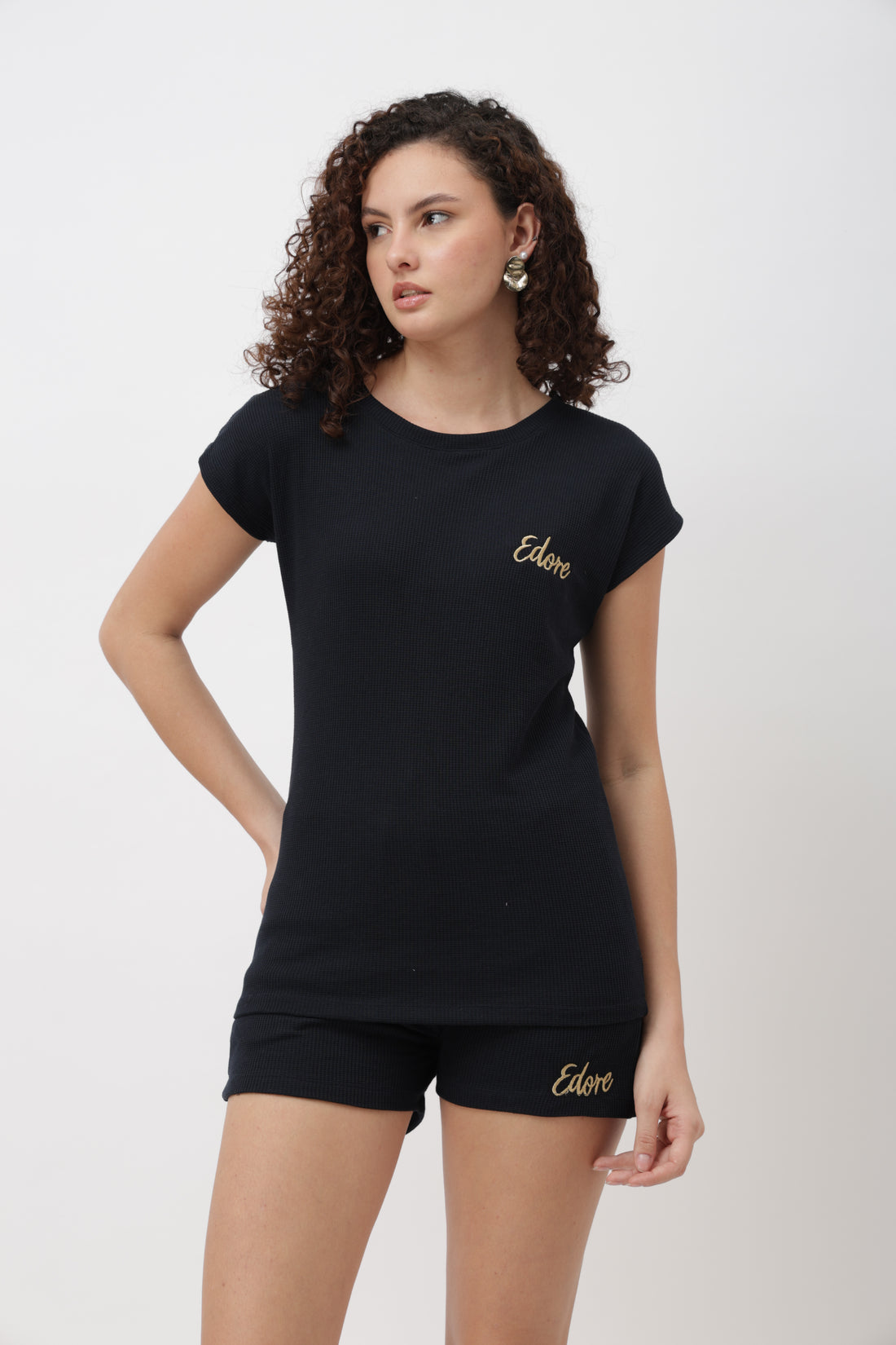 Oryn Navy Blue Ribbed T-Shirt