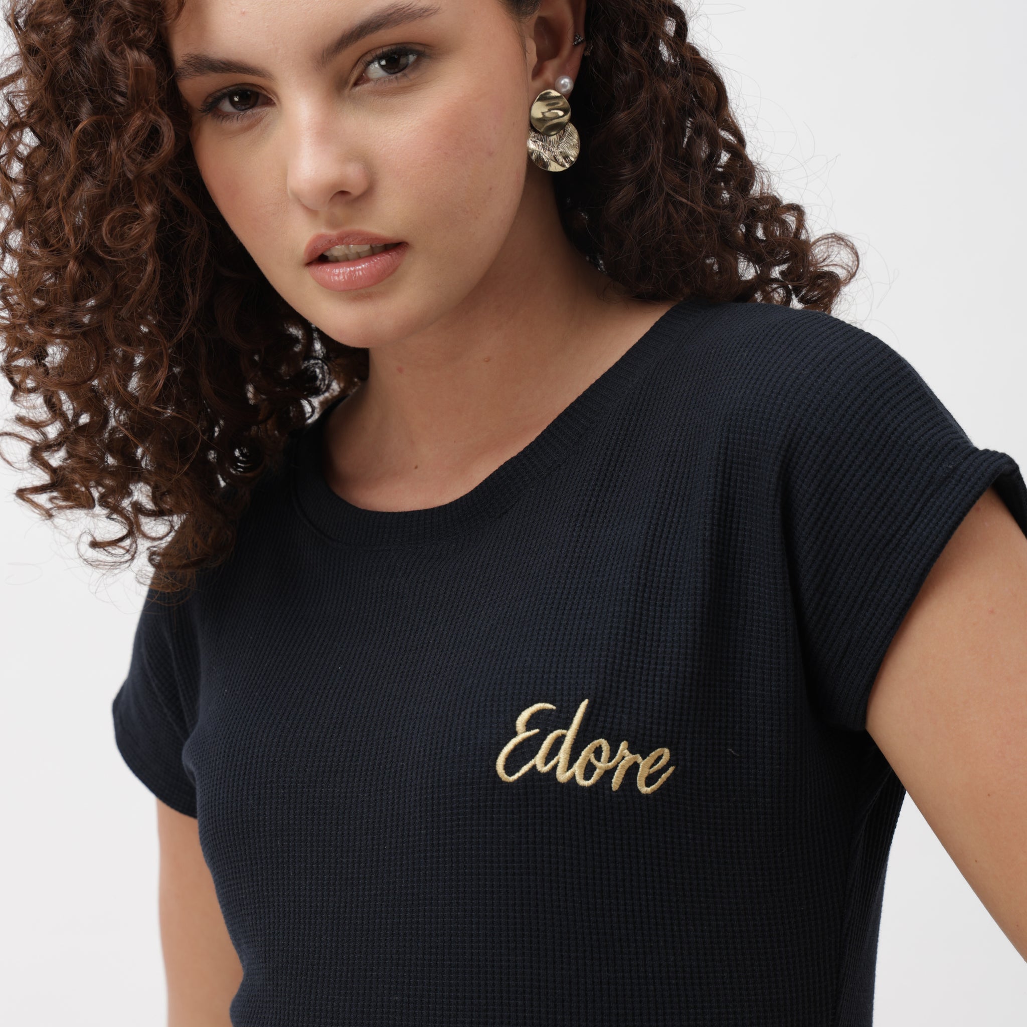 Oryn Navy Blue Ribbed T-Shirt