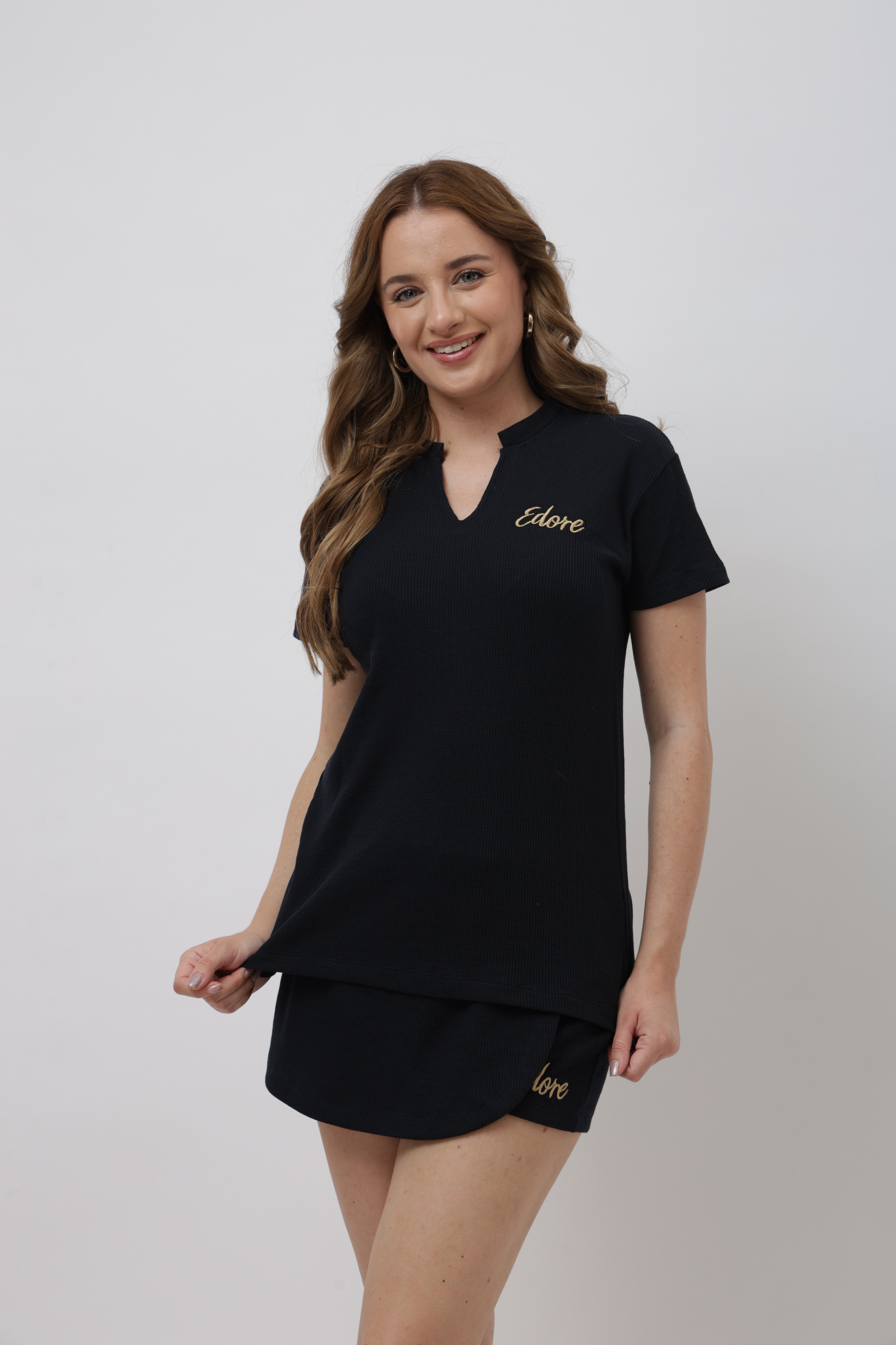 Rein Navy Blue Ribbed Skort