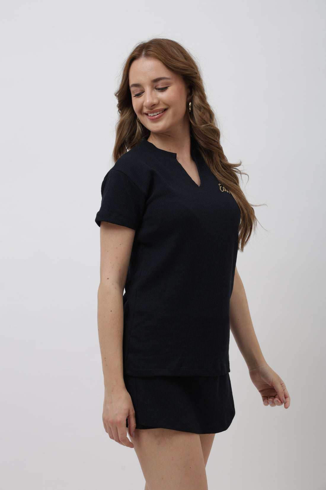 Serin Black V-Neck Co-ord Set