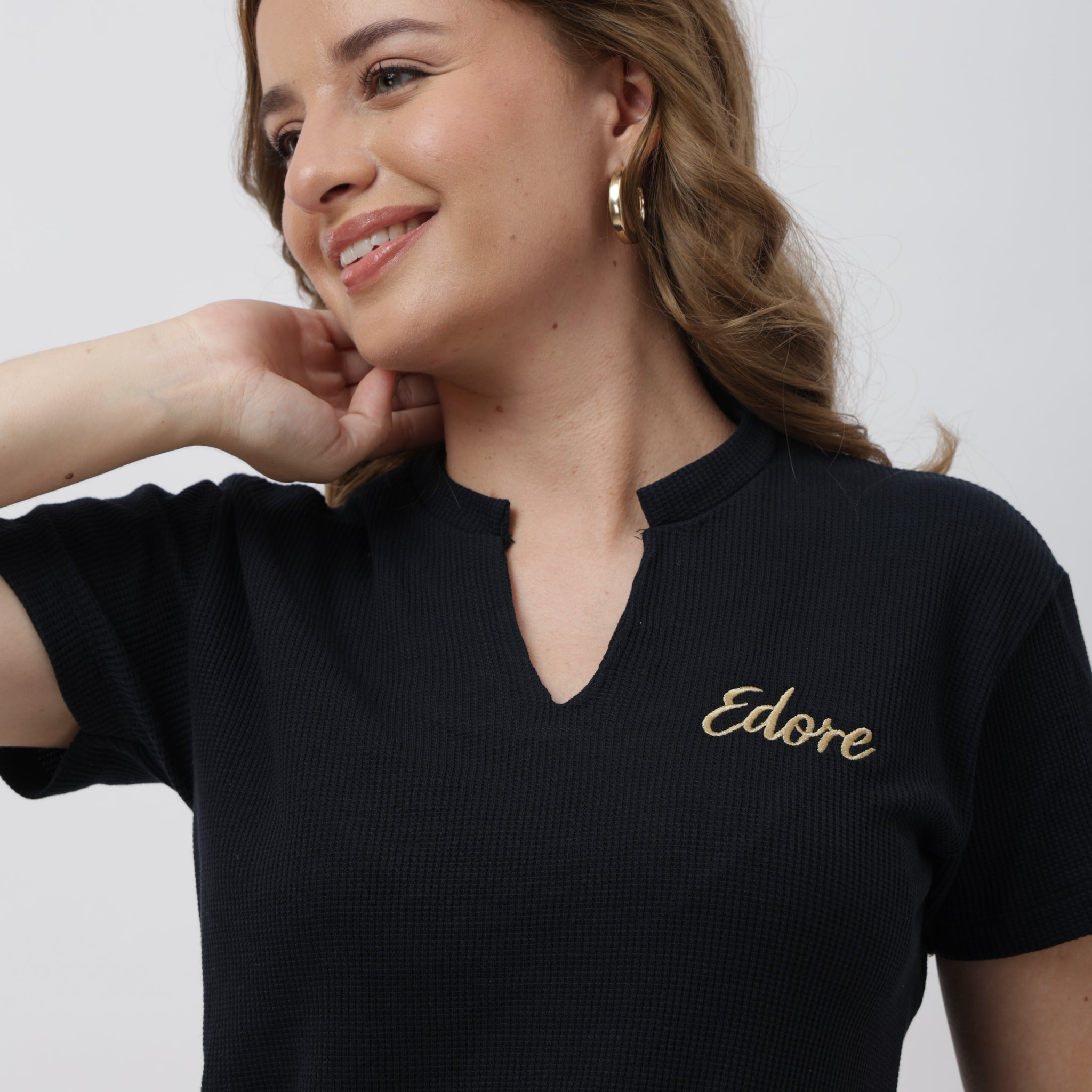 Sora Black V-Neck T-Shirt