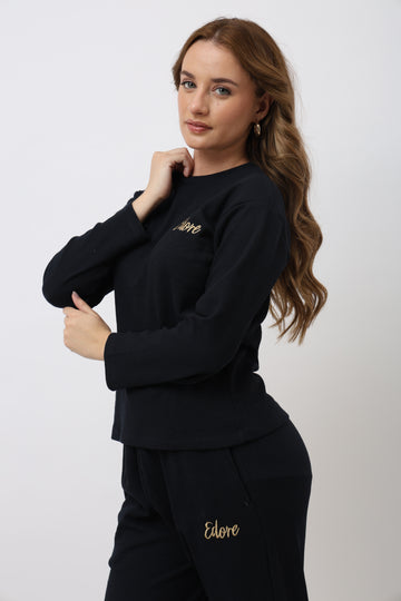 Tess Navy Blue Full Sleeve T-Shirt