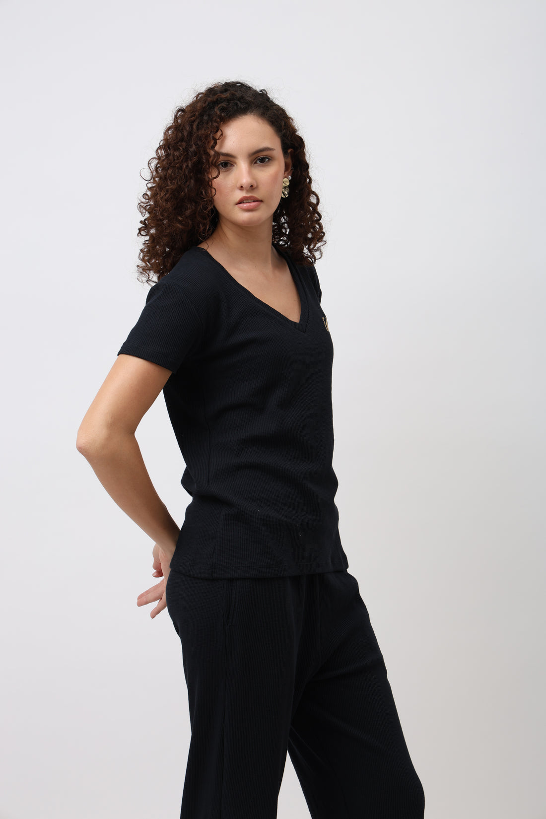 Inoa Navy Blue Ribbed Co-ord Set