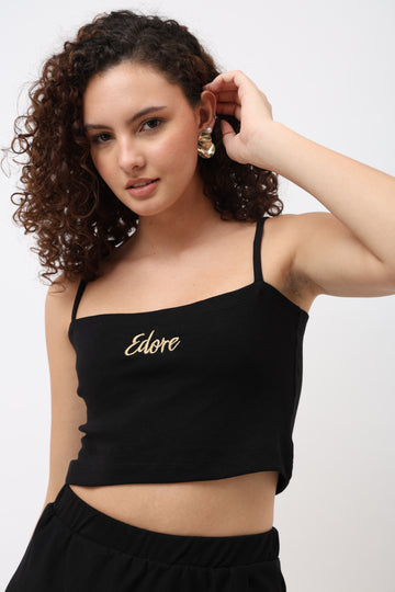 Sera Black Cami Crop Top