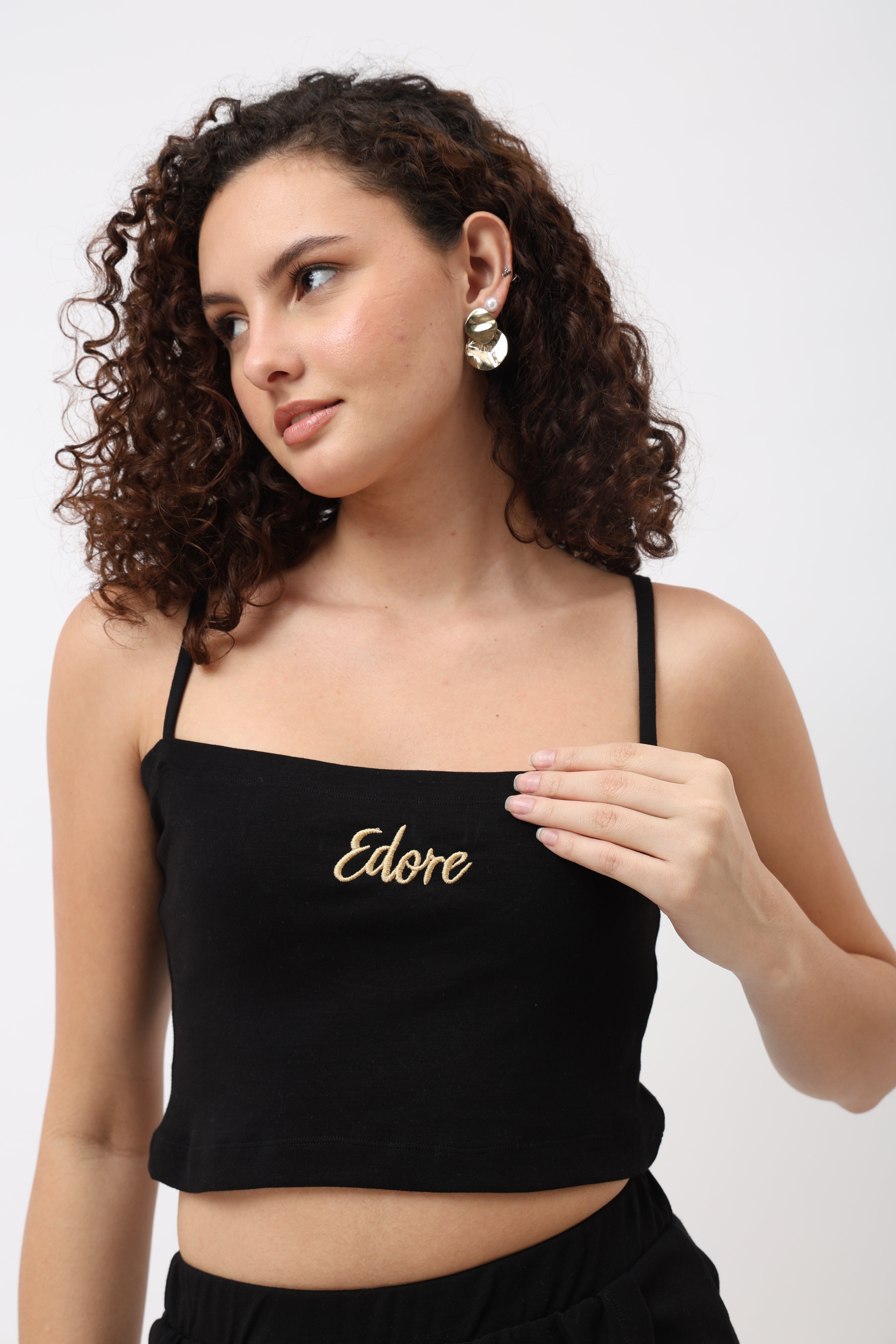 Lune Black Cami Crop Top