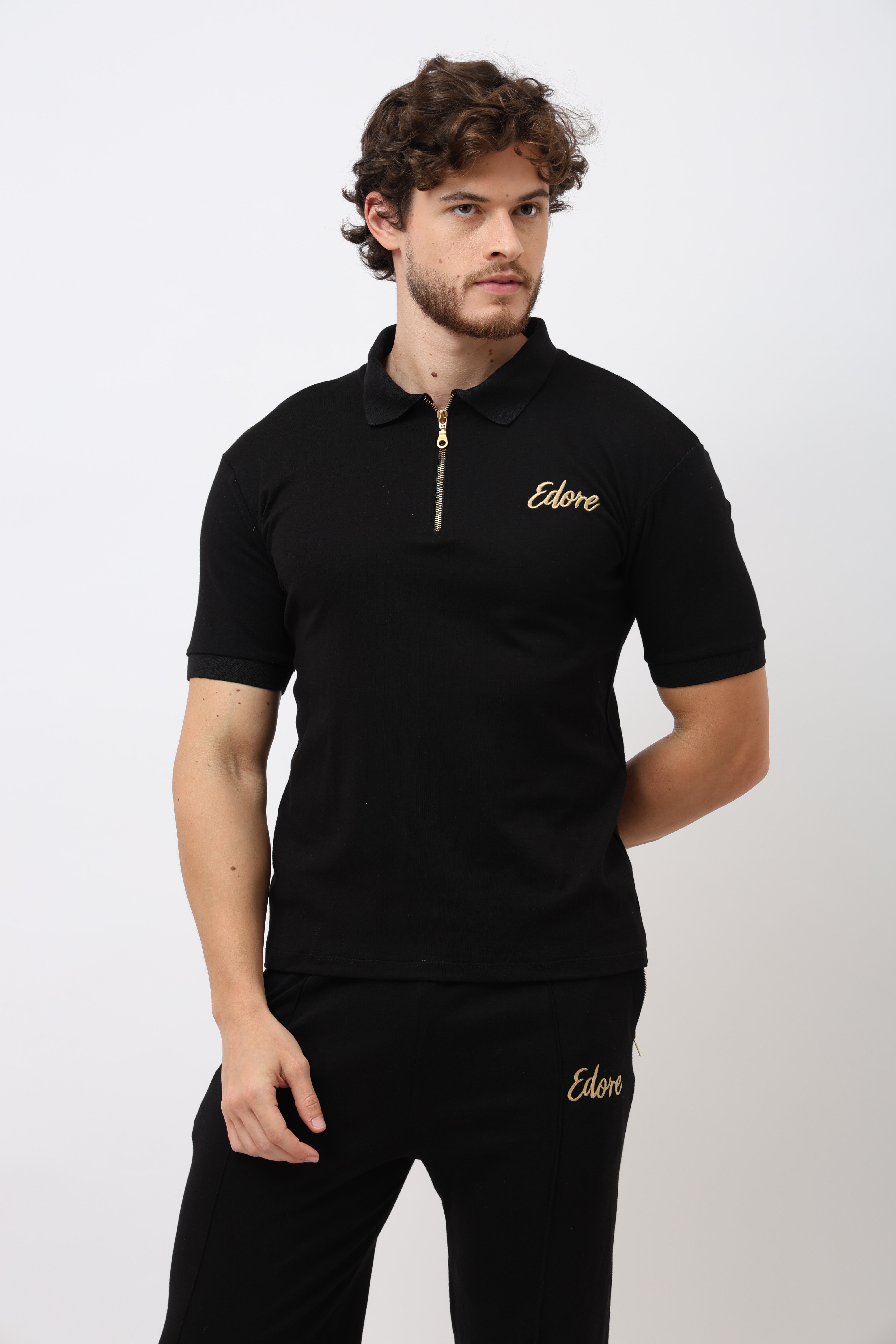 Cairn Unisex Black Half-Zip Polo T-Shirt