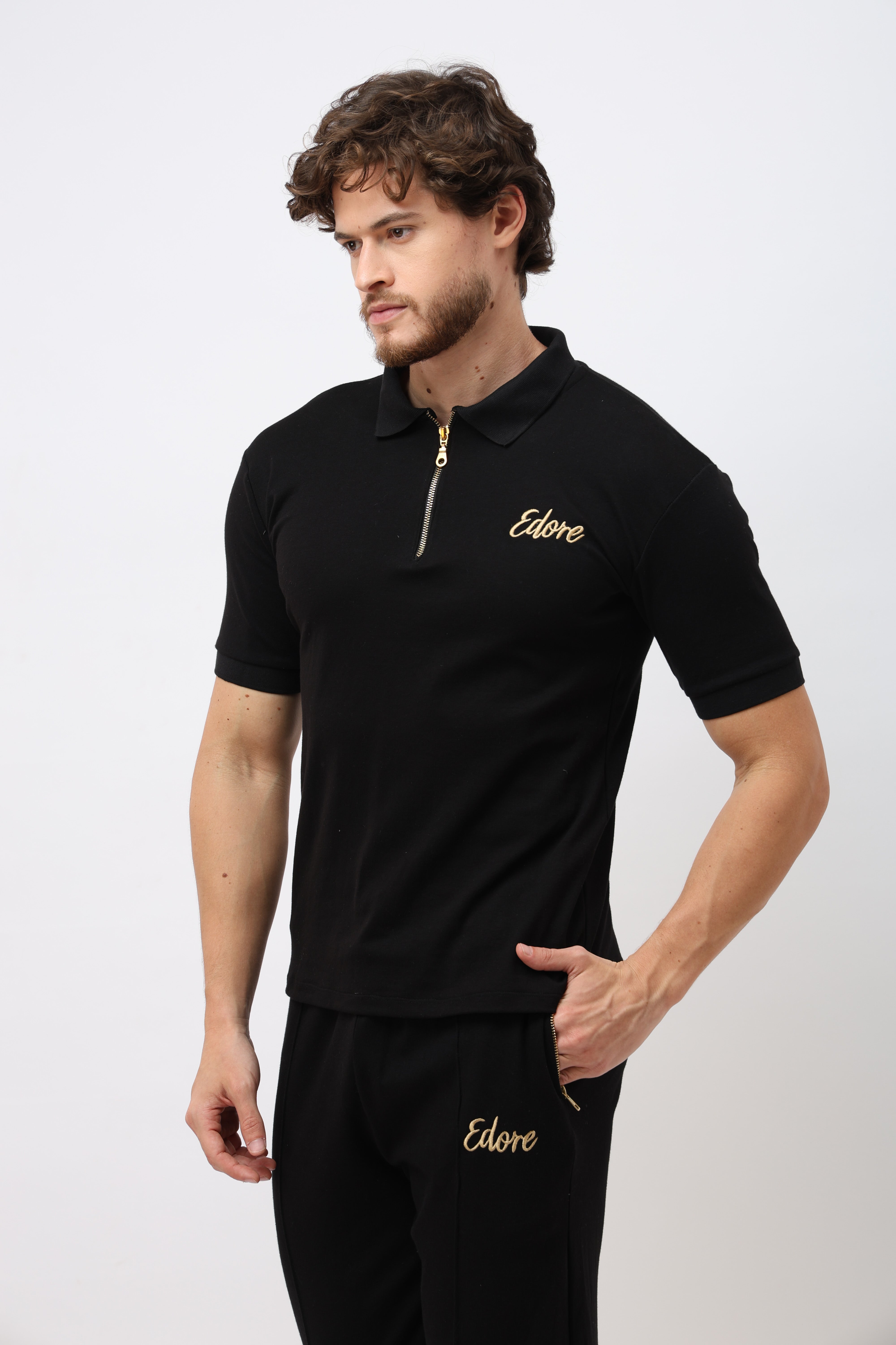 Cairn Unisex Black Half-Zip Polo T-Shirt