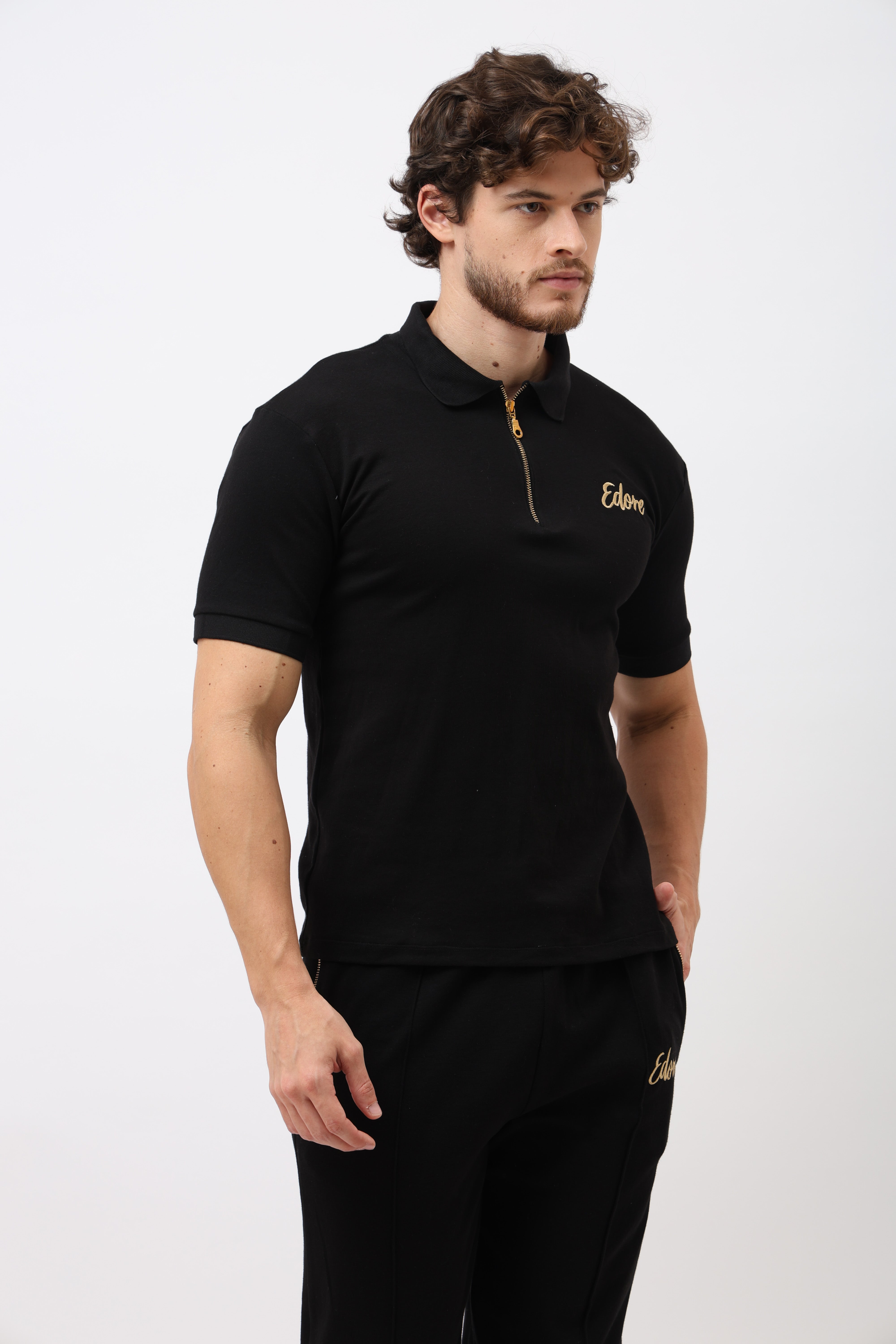 Cairn Unisex Black Half-Zip Polo T-Shirt