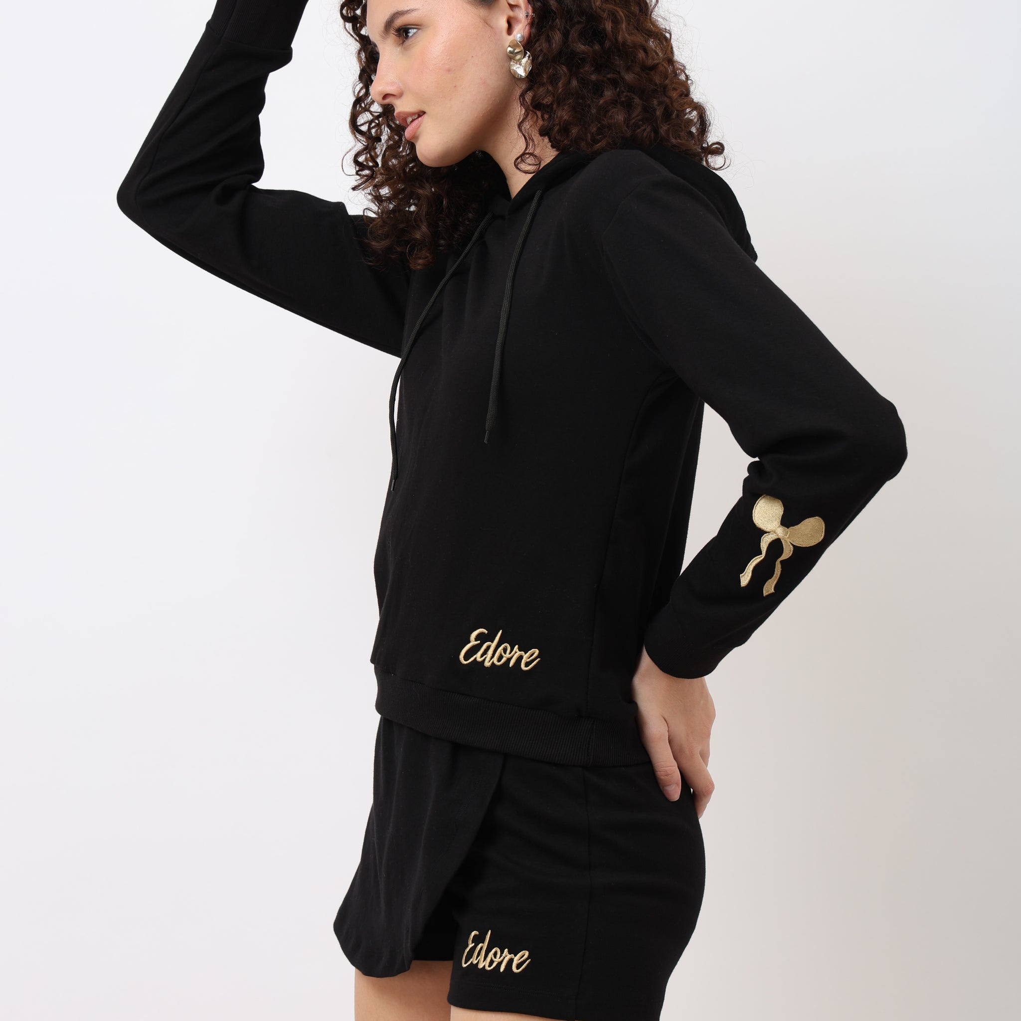 Serene Black Signature Bow Hoodie