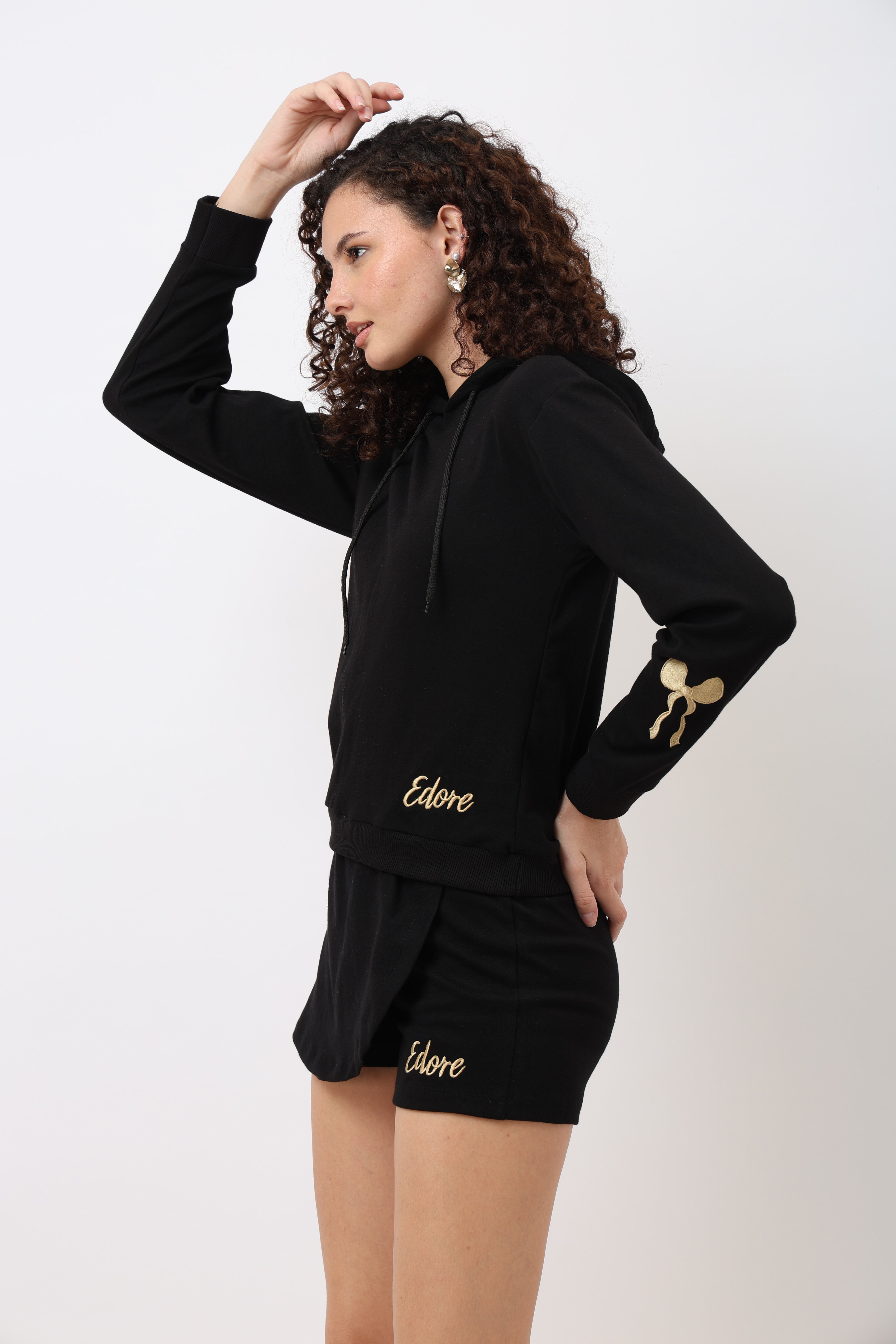 Serene Black Signature Bow Hoodie