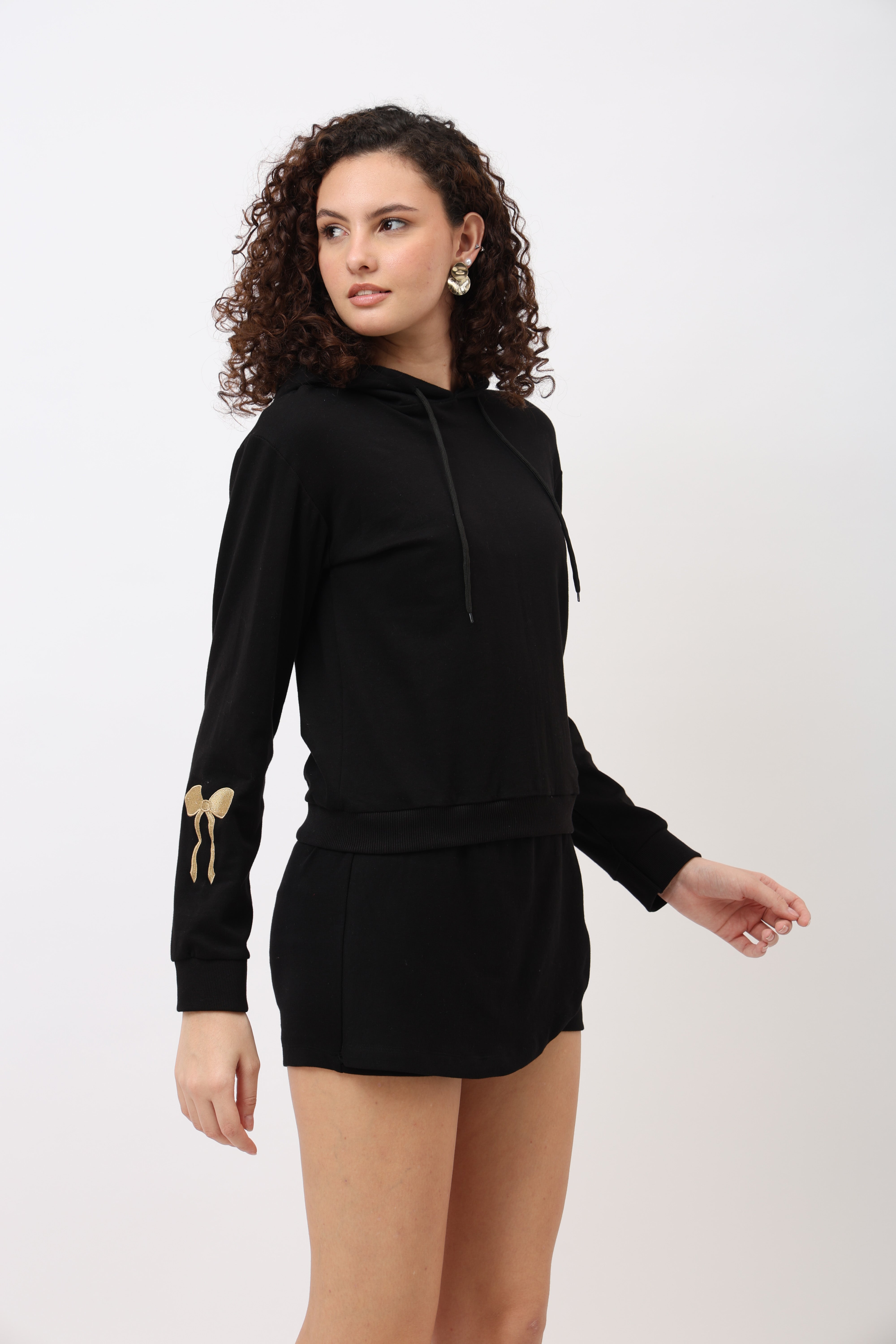 Serene Black Signature Bow Hoodie