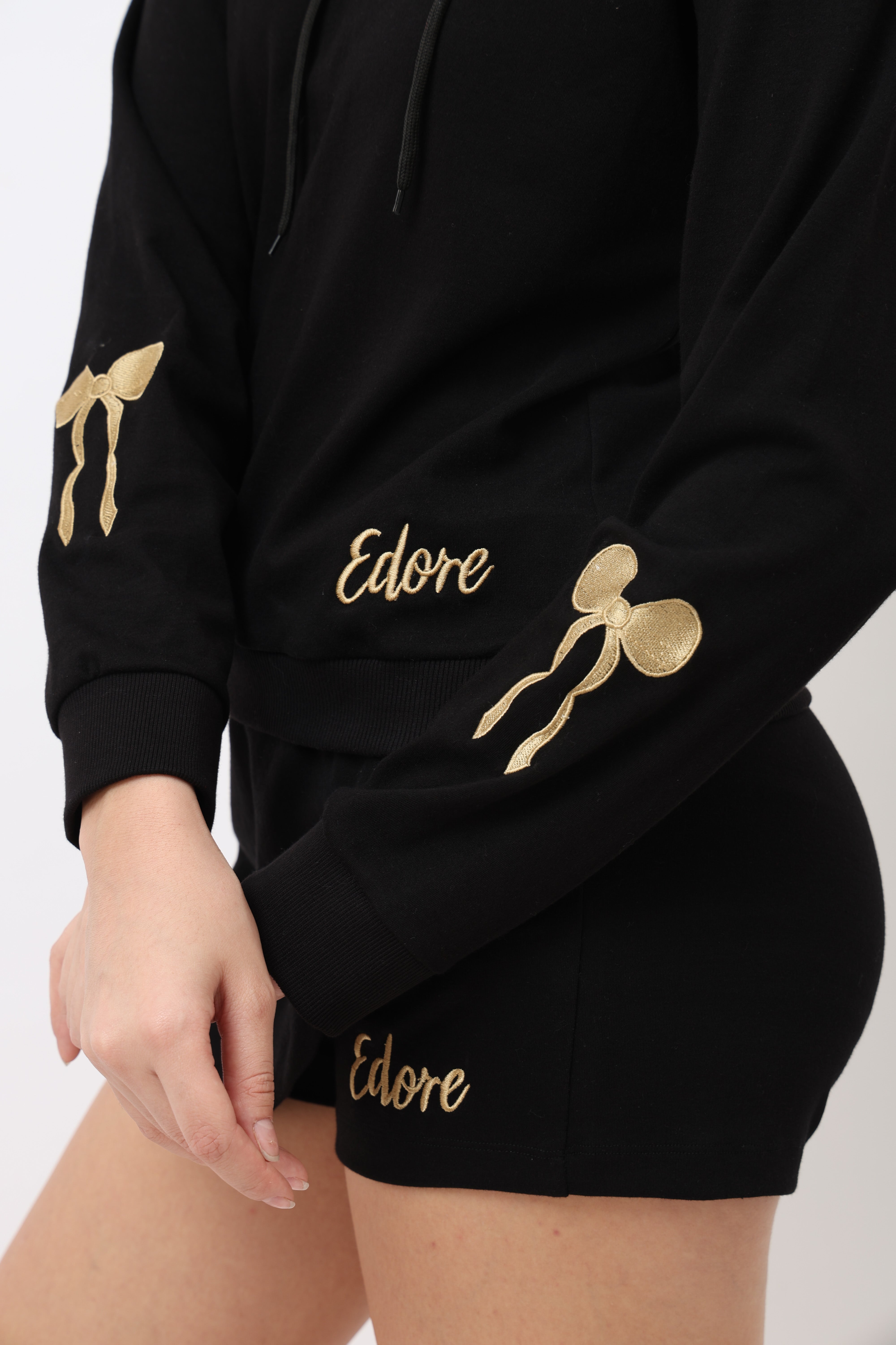 Serene Black Signature Bow Hoodie