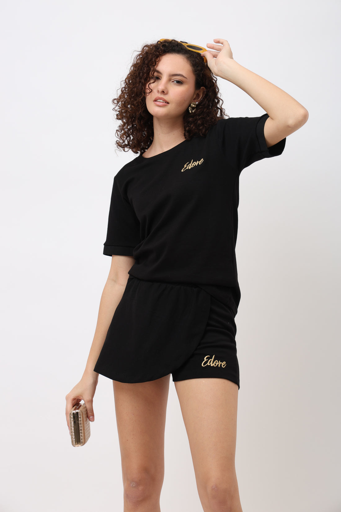 Caro Black Folded Sleeve Co-ord Set