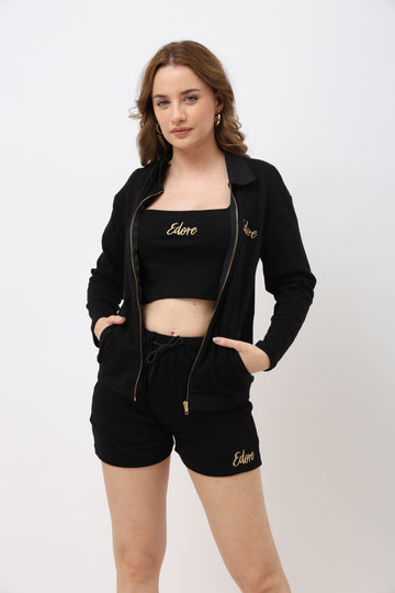 Veyra Black Collar 3 Piece Co-ord Set