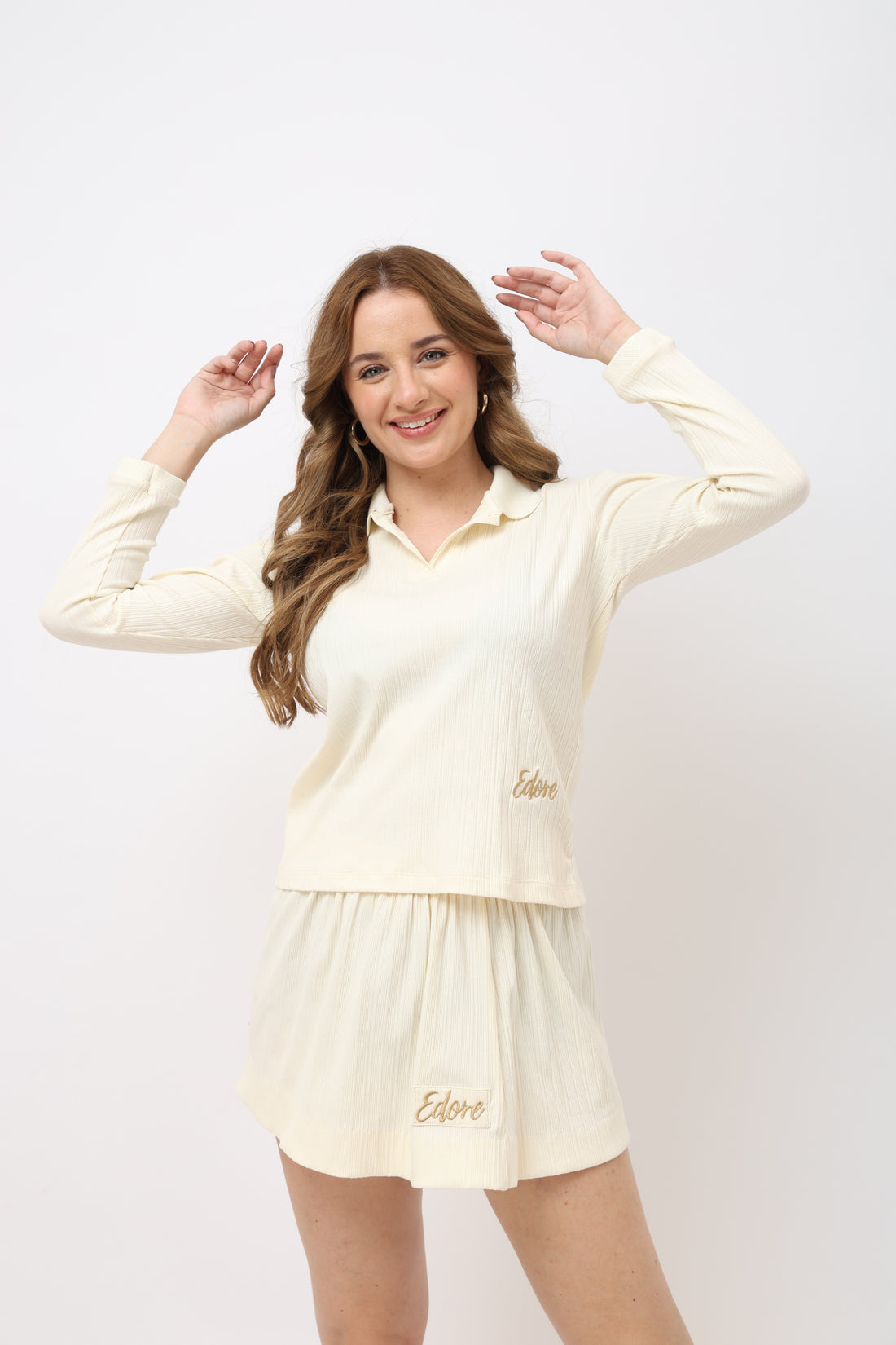 Roux Off White Pleated Skirt