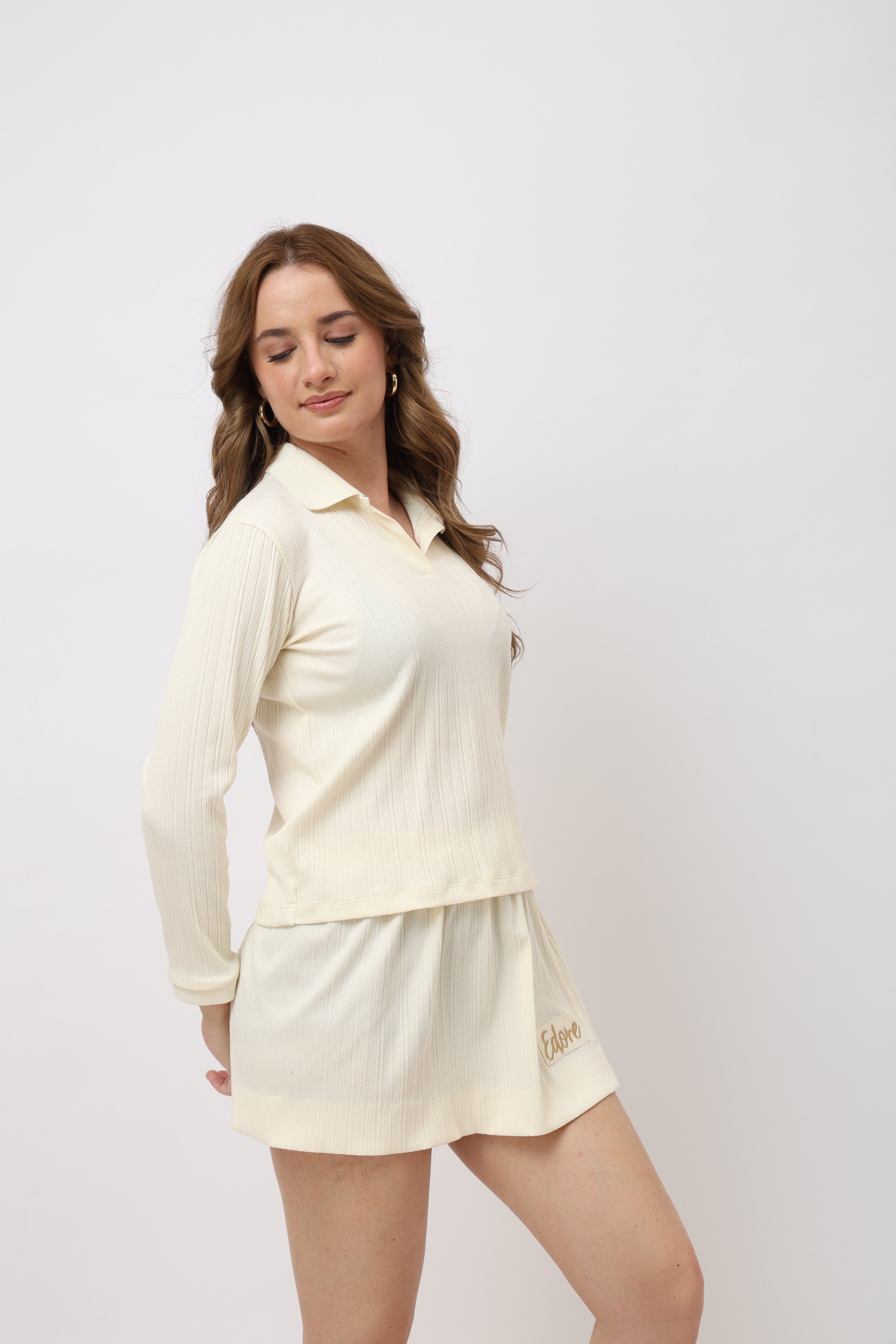 Roux Off White Pleated Skirt