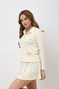 Roux Off White Pleated Skirt
