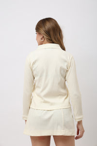 Roux Off White Pleated Skirt