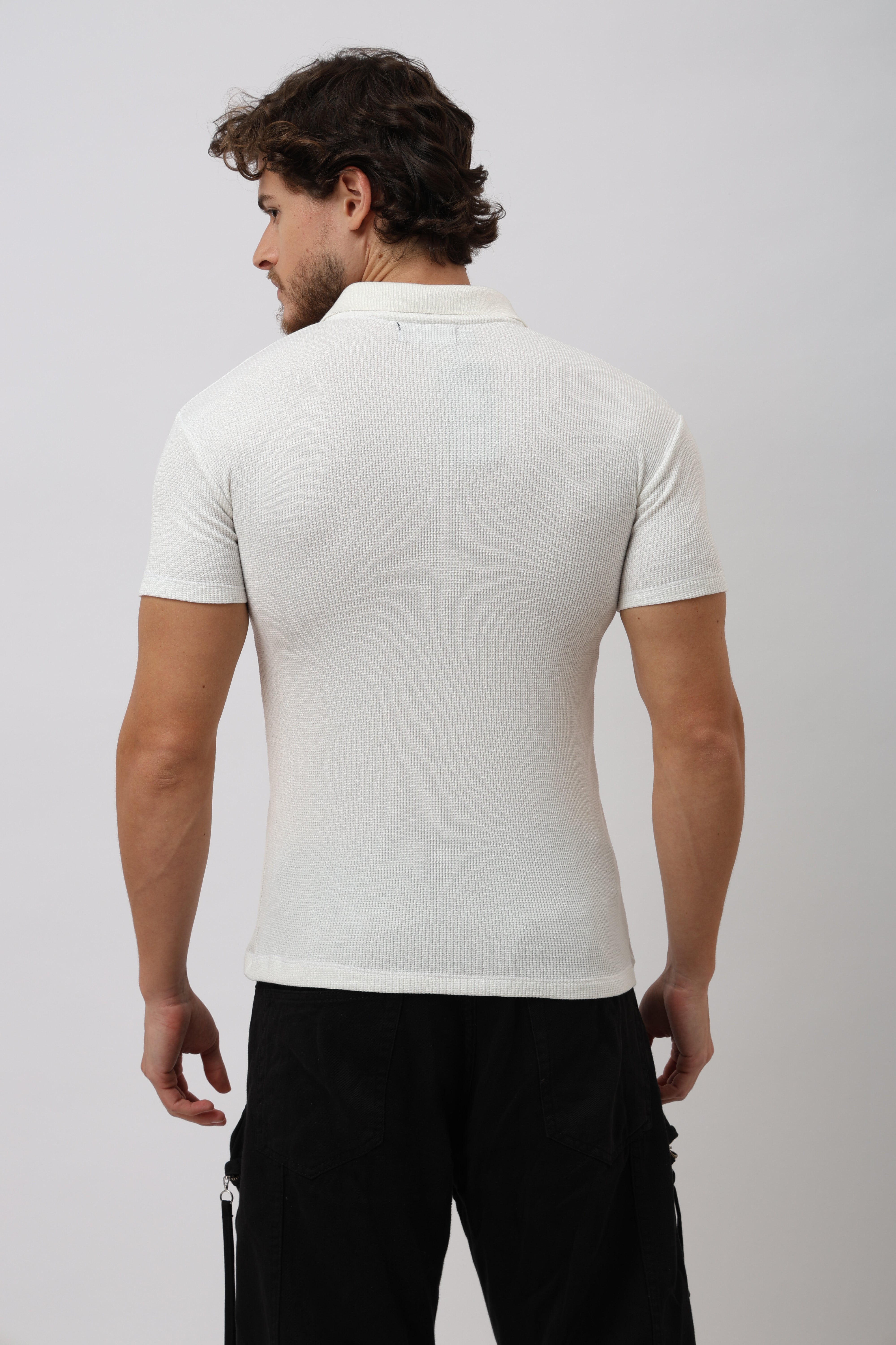 Cairn Unisex Off White Half Zip Polo T-Shirt