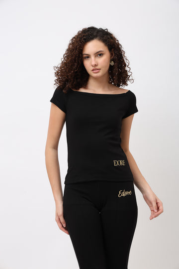 Veya Black Off-Shoulder Top