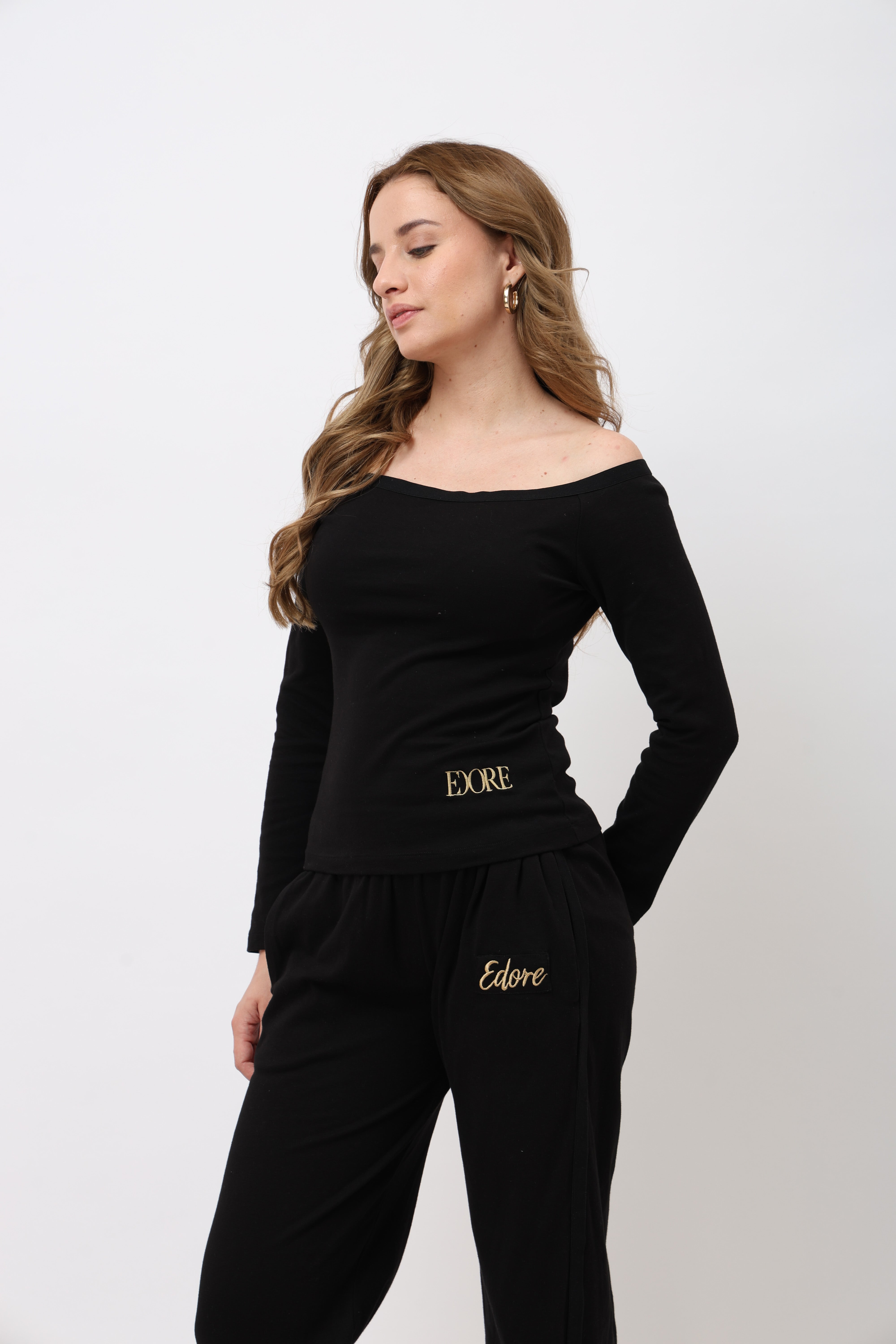 Inara Black Off Shoulder Full Sleeve Top