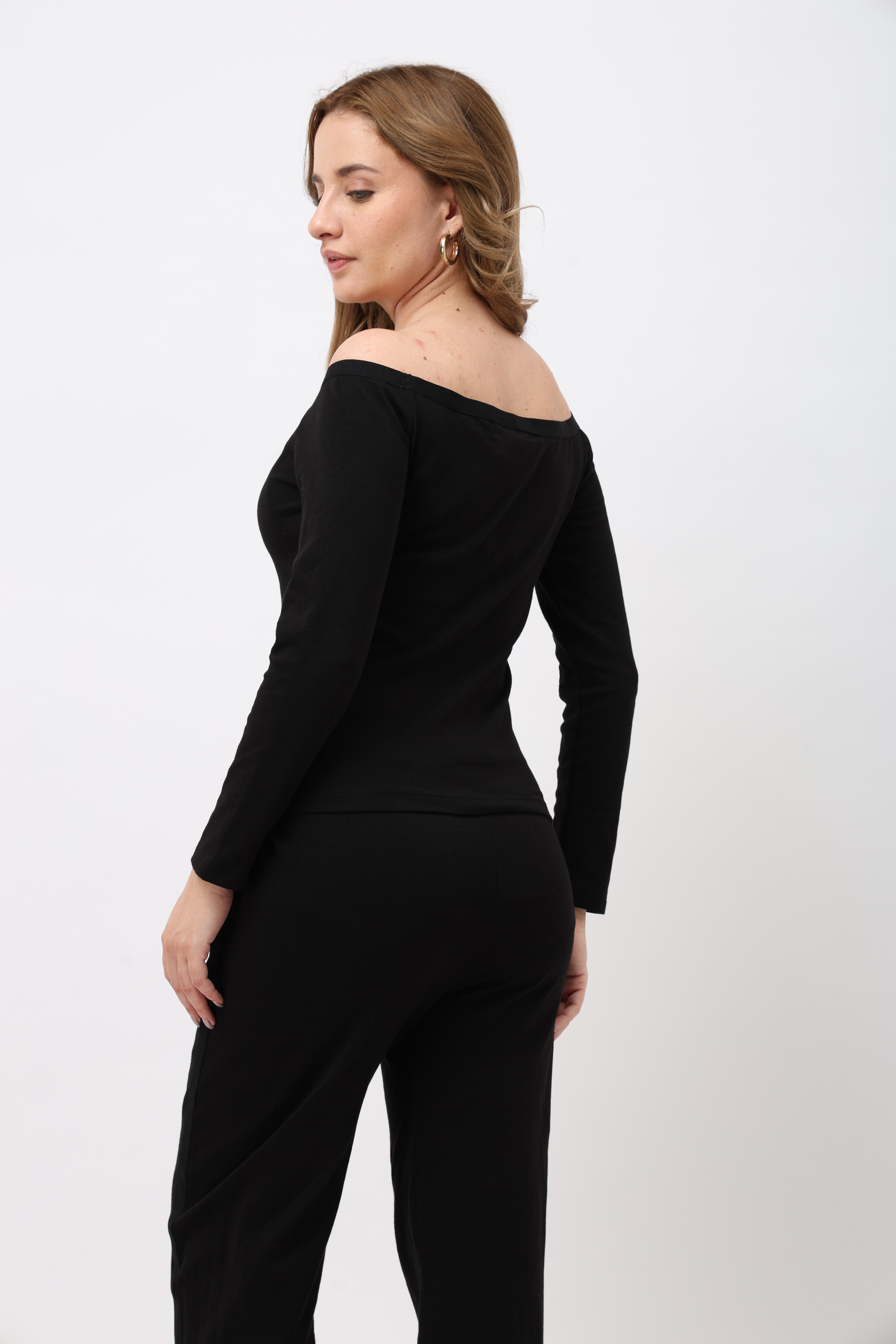 Inara Black Off Shoulder Full Sleeve Top