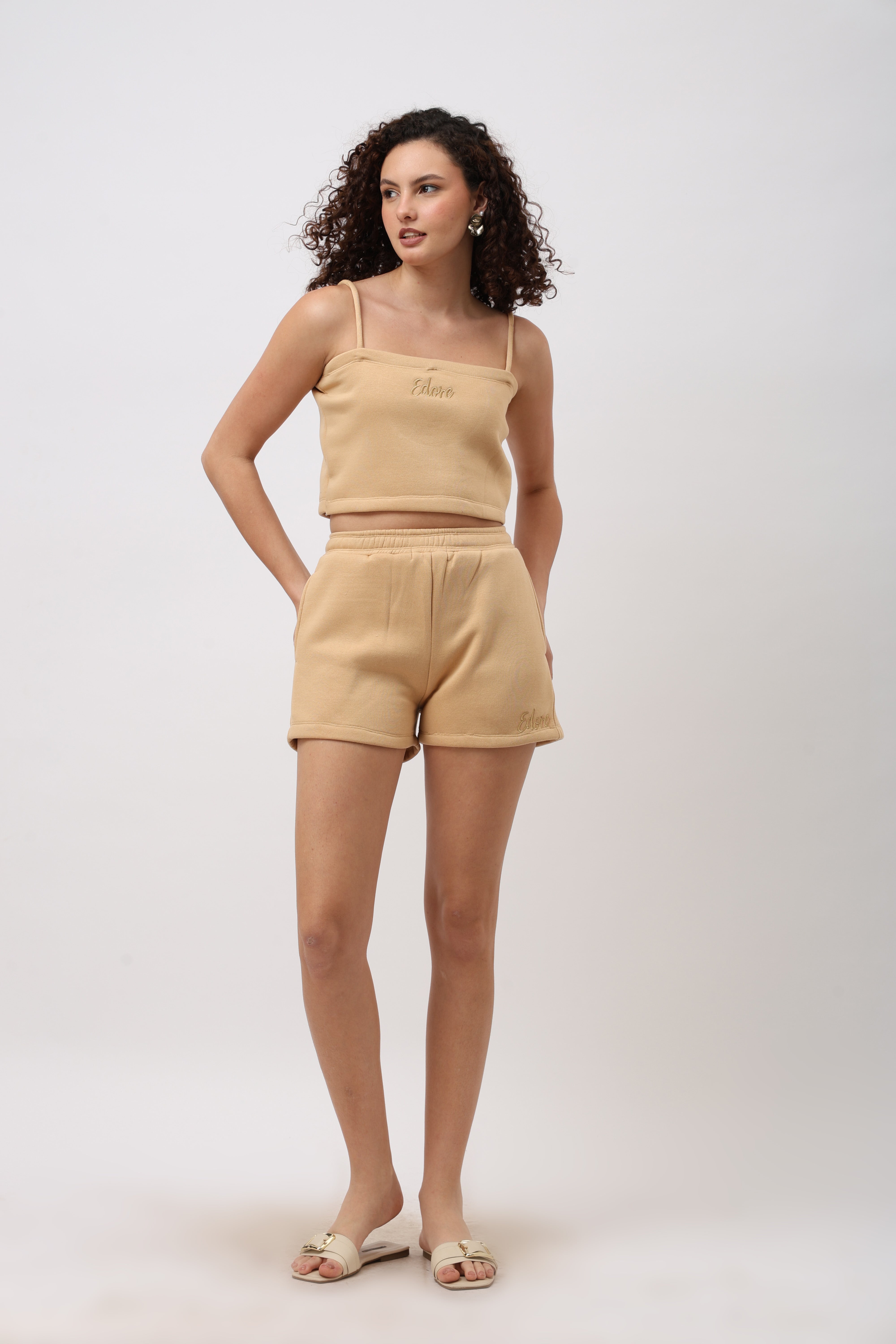 Lune Beige Cami Crop Top