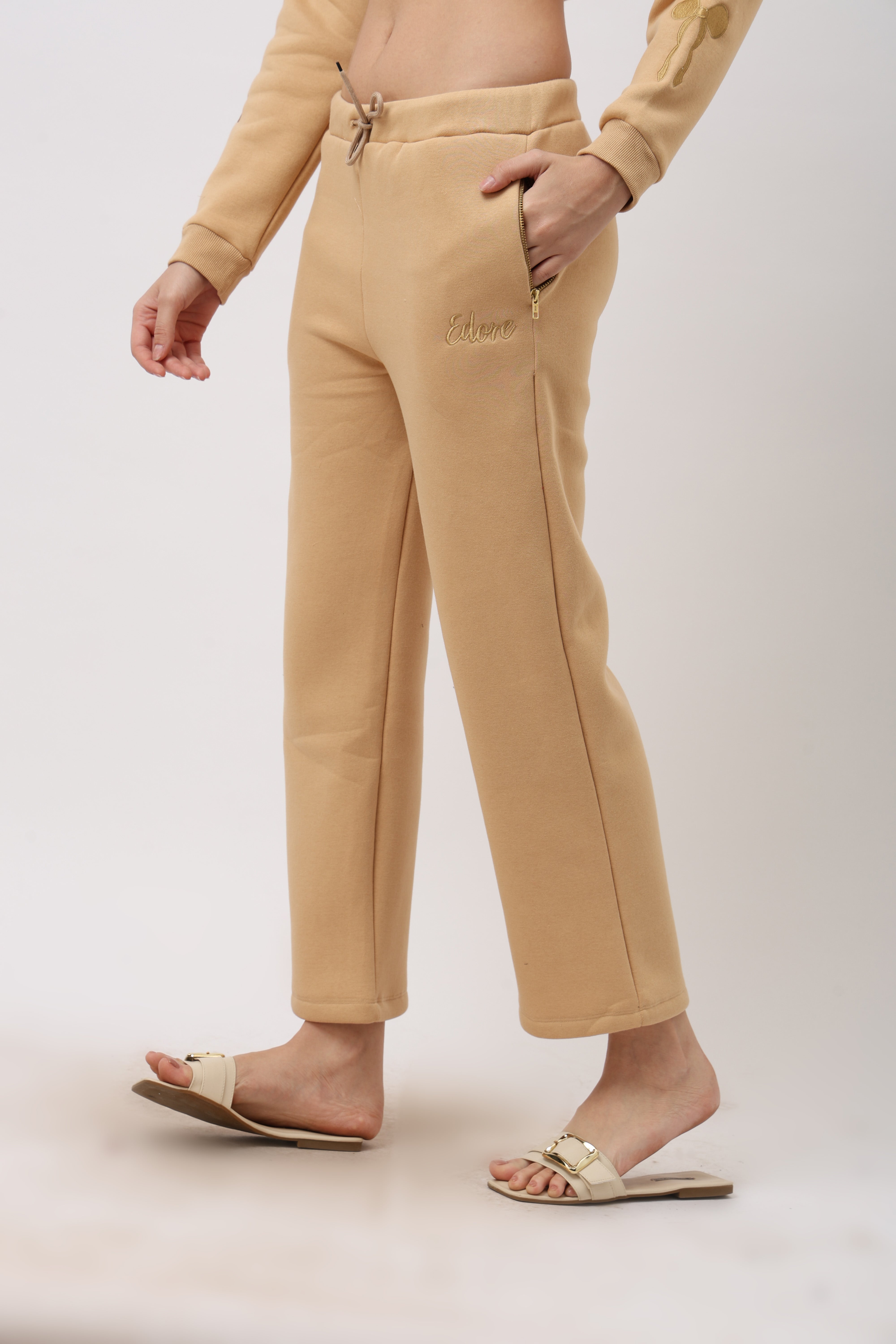Cora Beige Straight Fit Pyjama