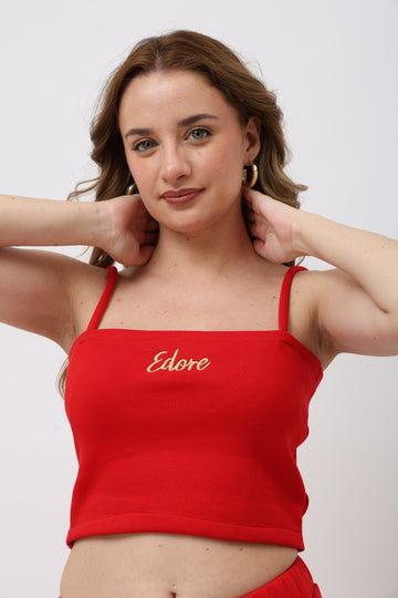 Lune Red Cami Crop Top
