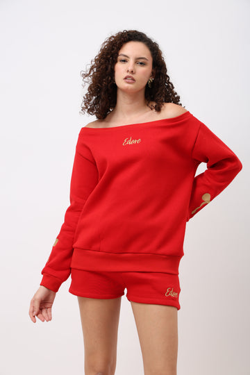 Mirelle Red Off Shoulder Co-ord Set