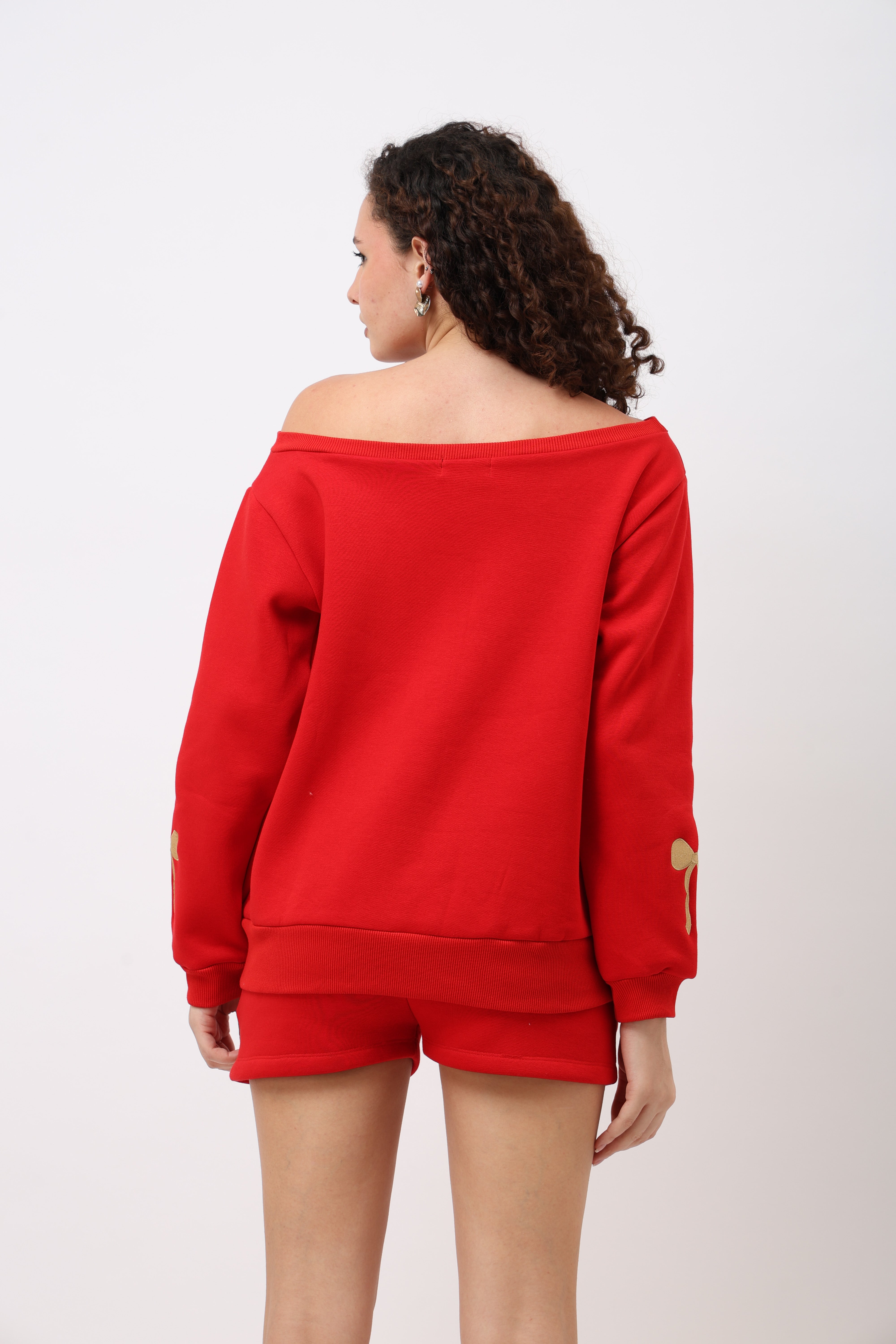 Sorelle Red Off Shoulder Sweatshirt