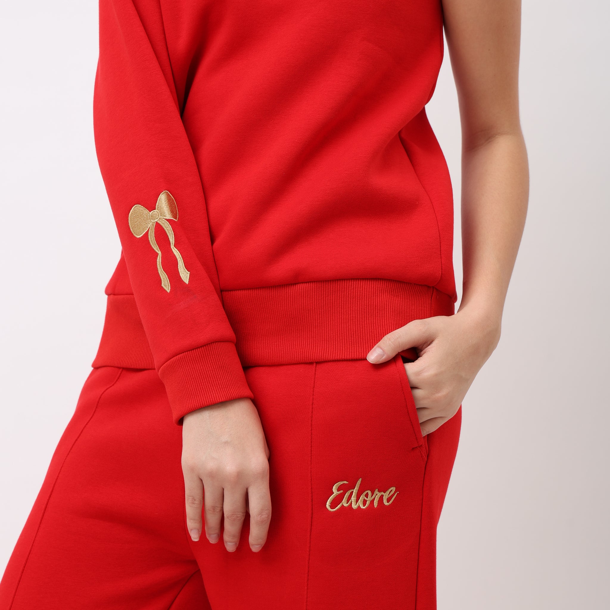 Elior Red One-Shoulder Sweatshirt