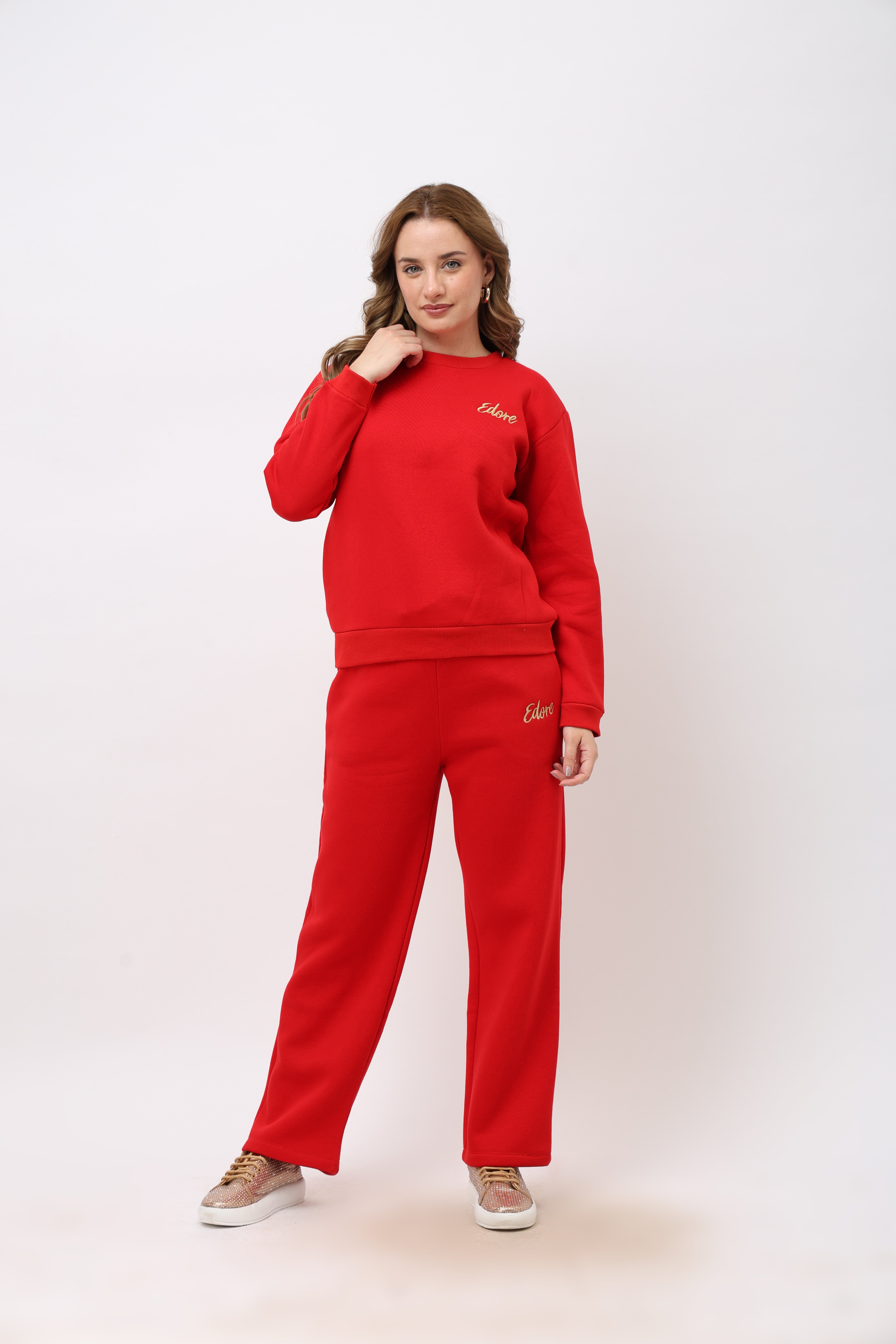Cora Red Straight Fit Pyjama