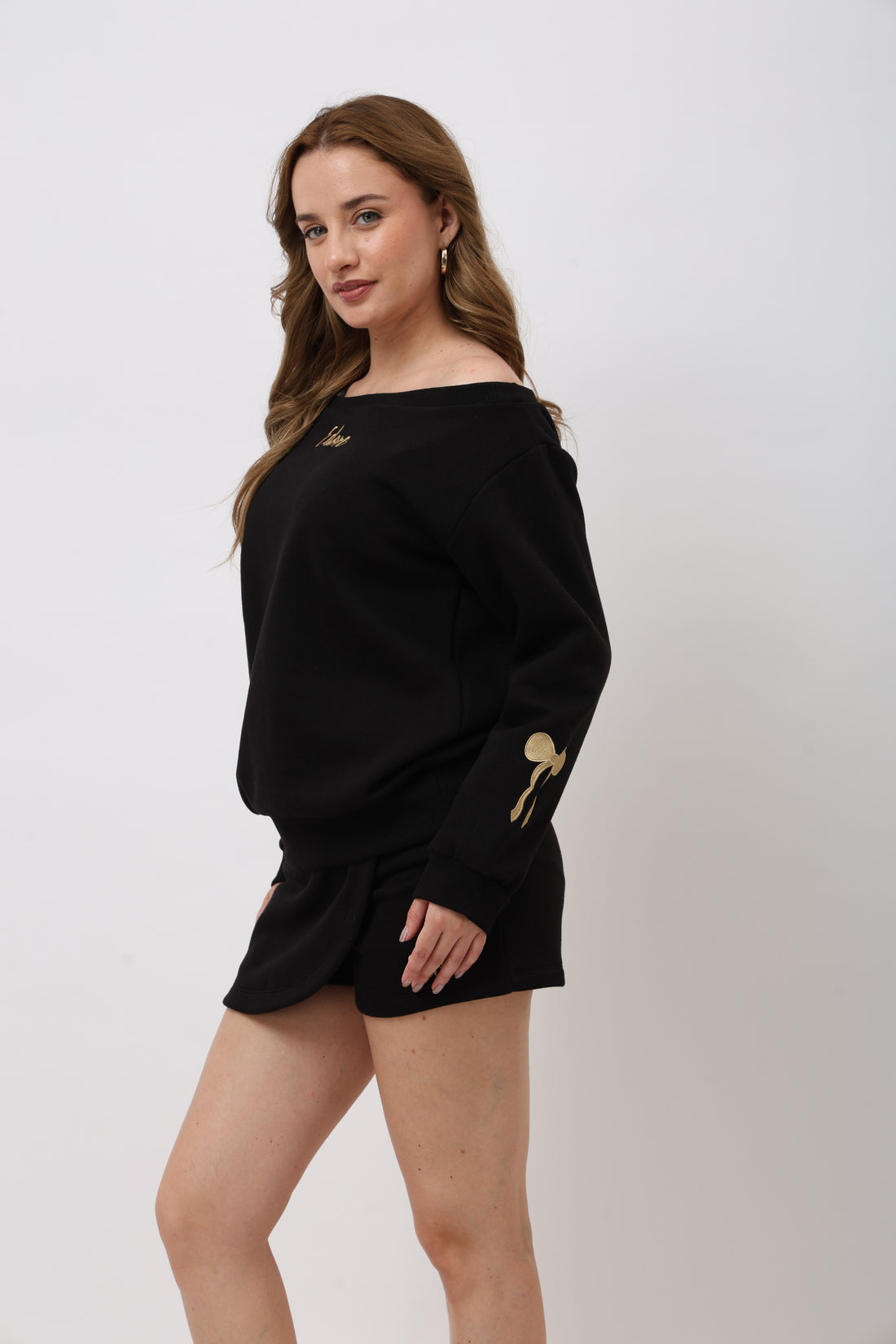 Sorelle Black Off Shoulder Sweatshirt