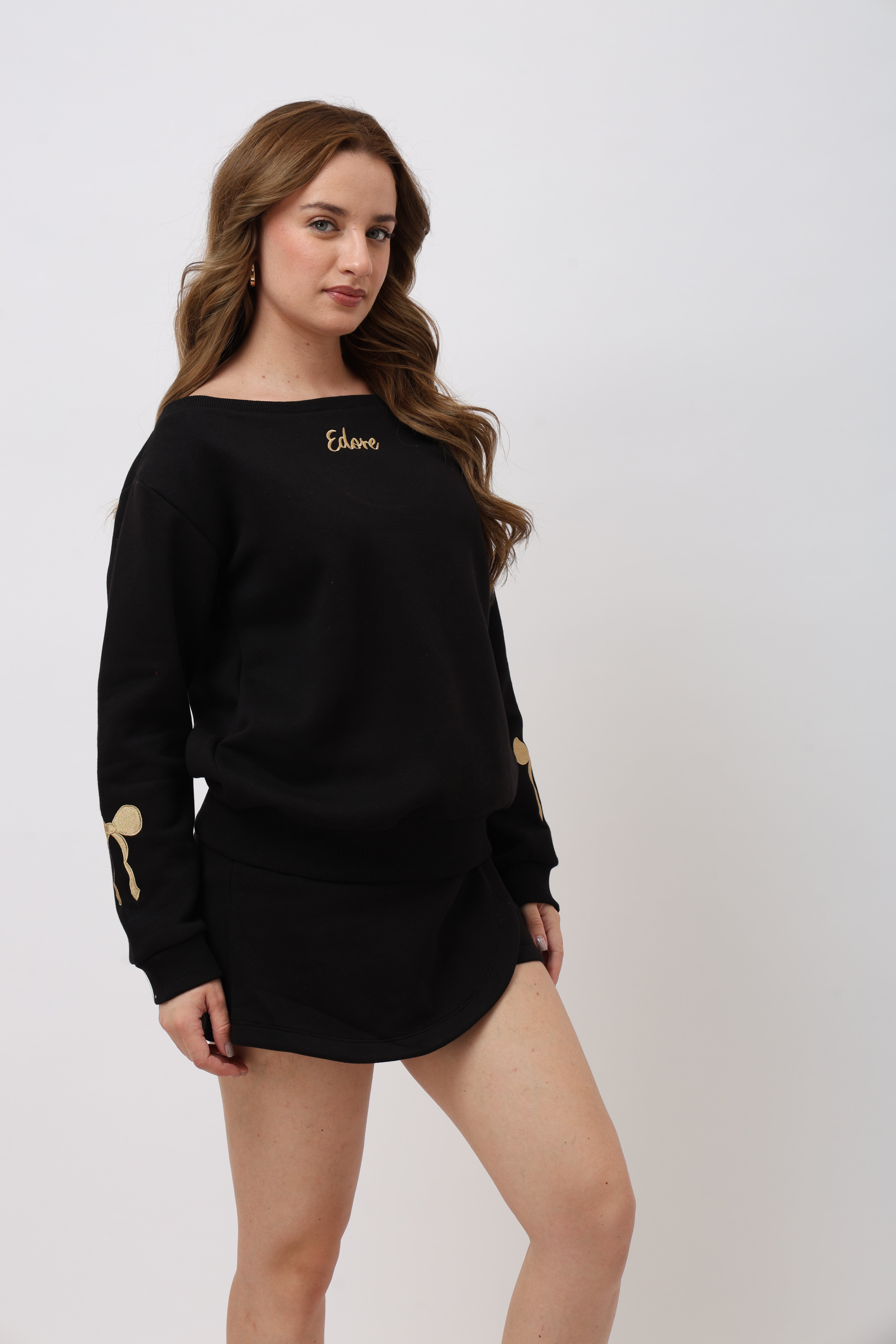 Sorelle Black Off Shoulder Sweatshirt