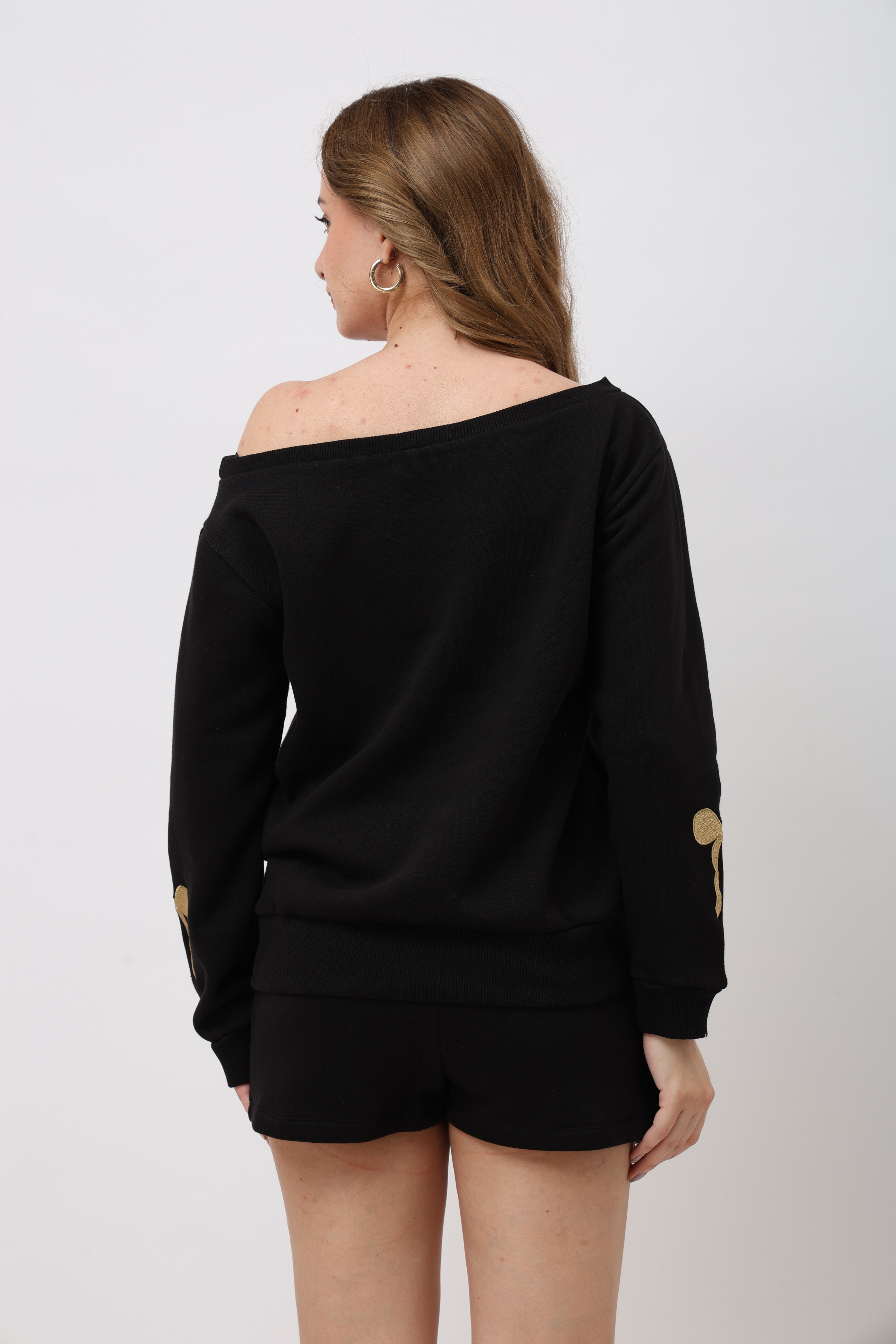 Sorelle Black Off Shoulder Sweatshirt