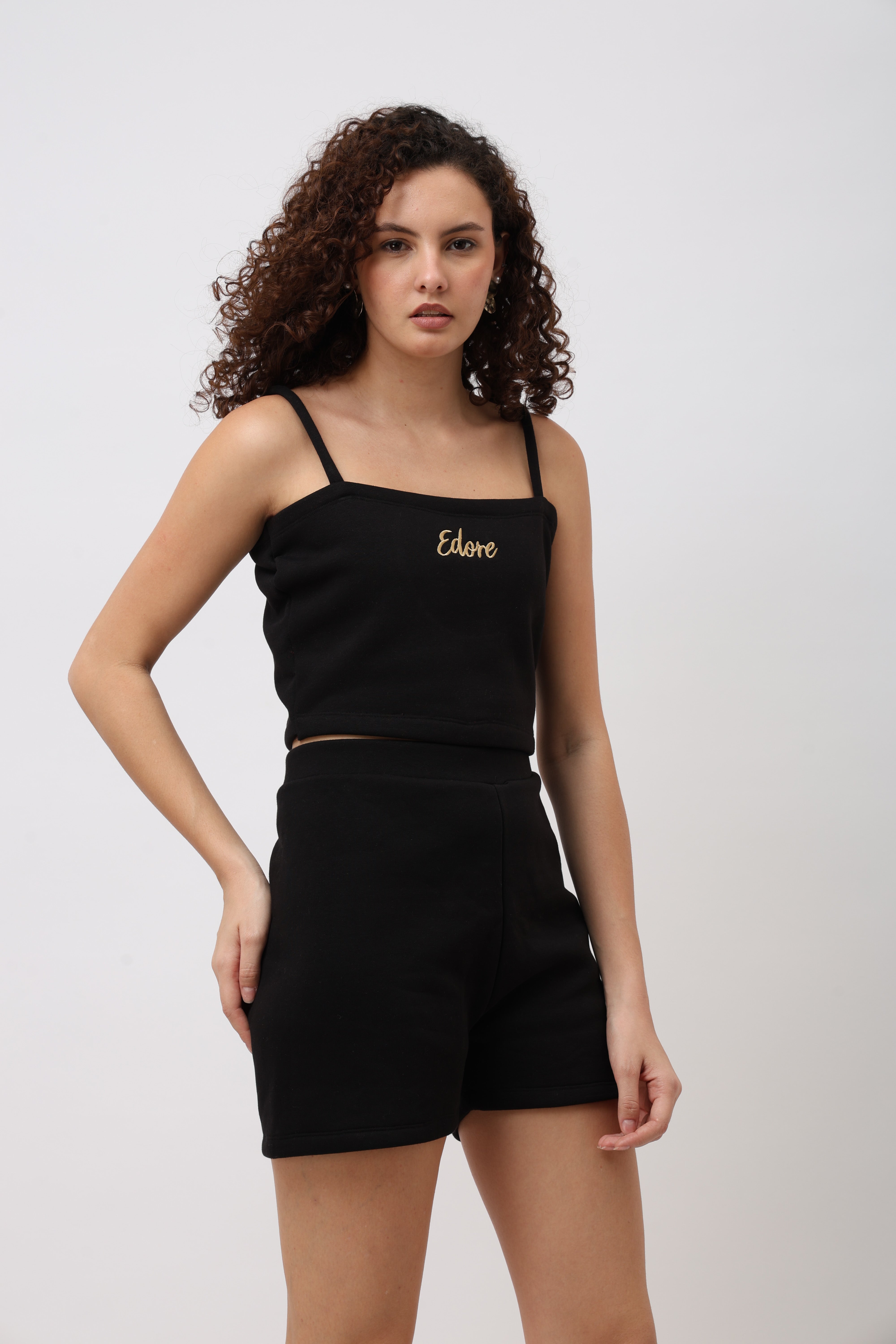 Lune Black Cami Crop Top