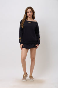 Arden Navy Blue Off Shoulder Co-ord Set
