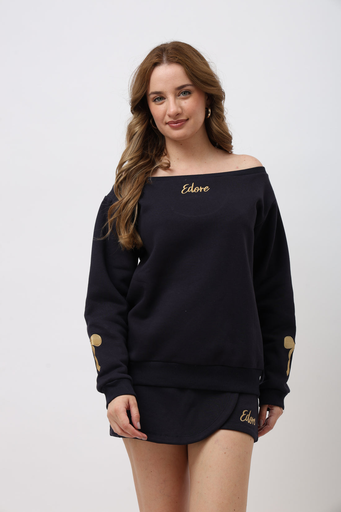 Arden Navy Blue Off Shoulder Co-ord Set