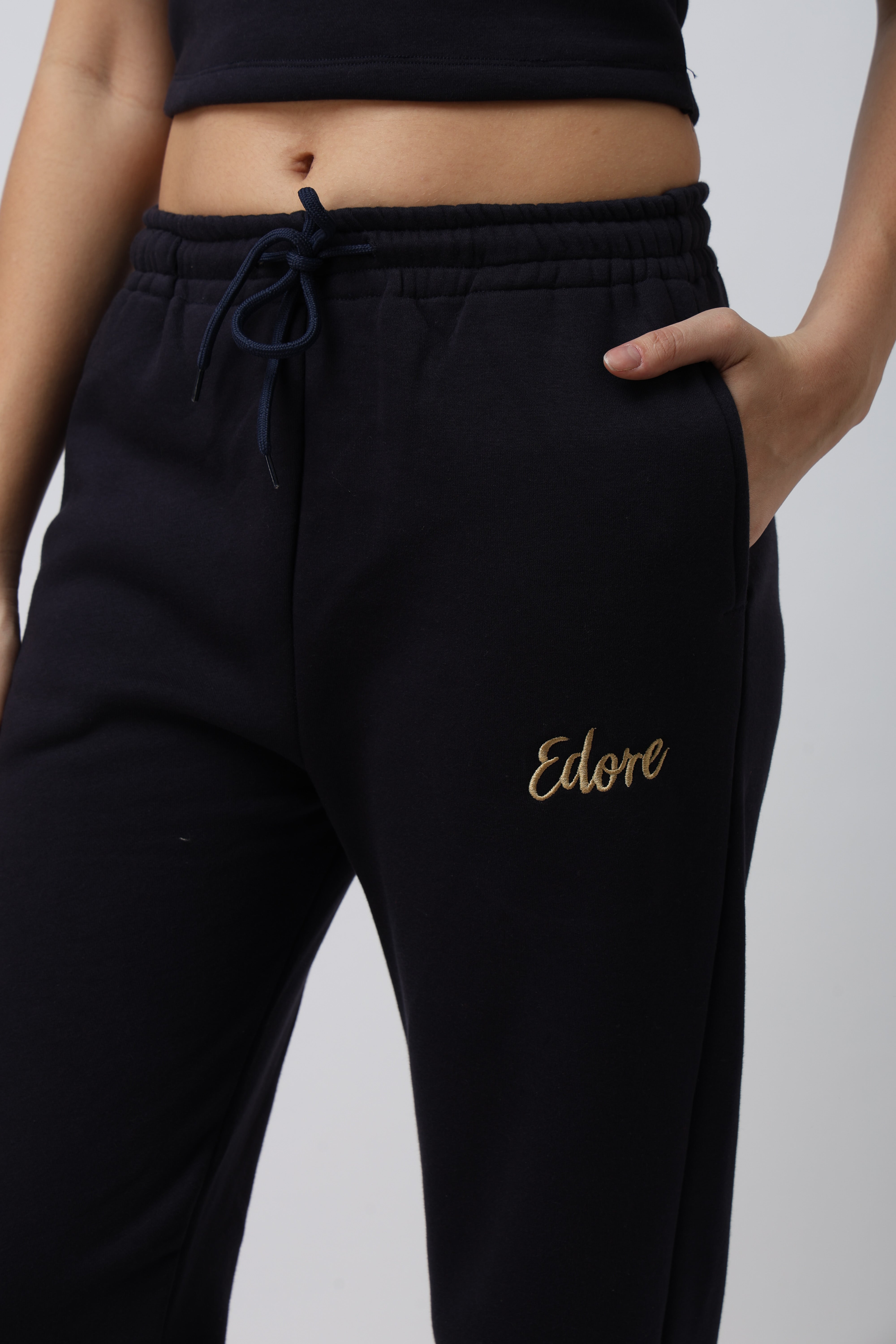 Cora Navy Blue Straight Fit Pyjama