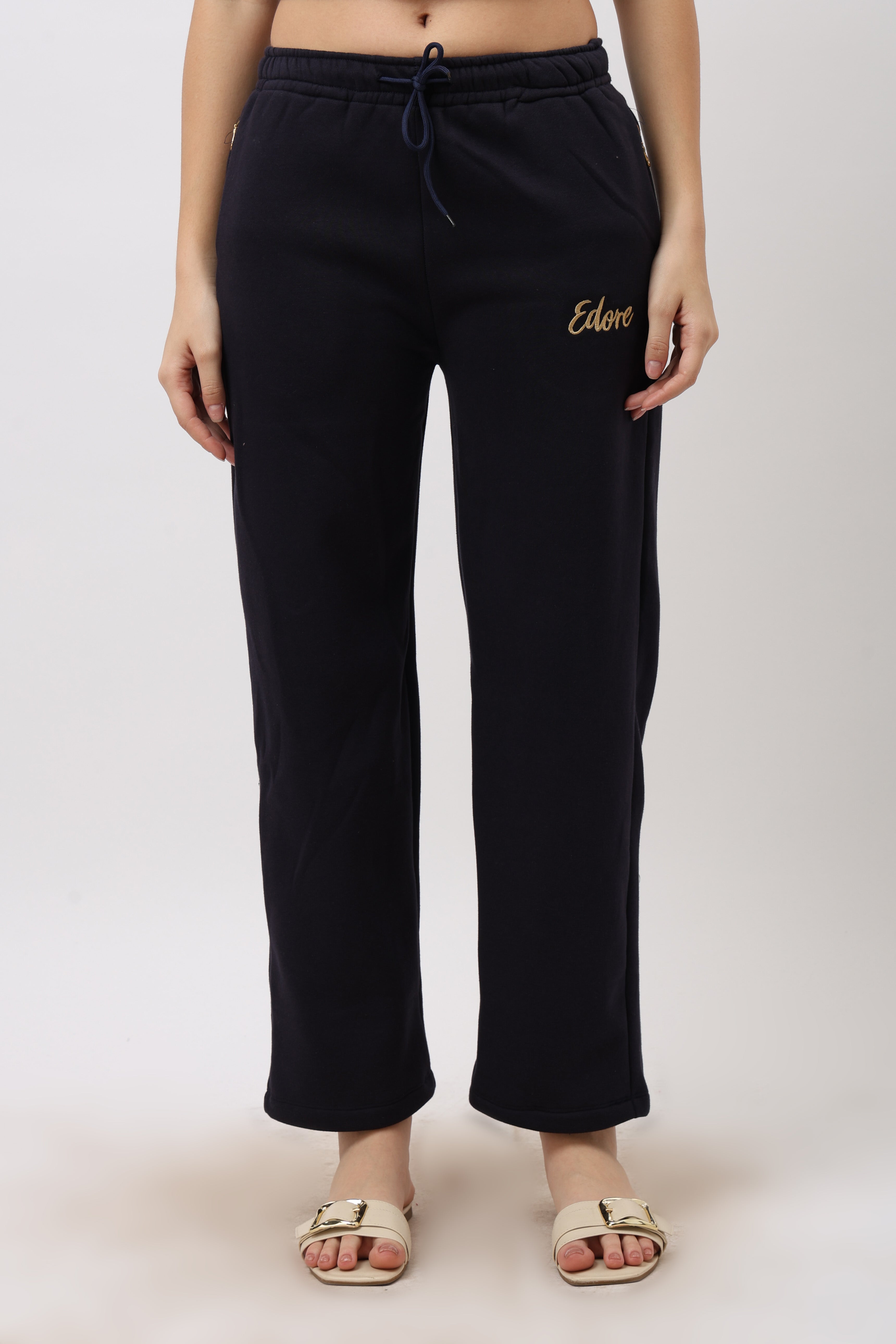 Cora Navy Blue Straight Fit Pyjama