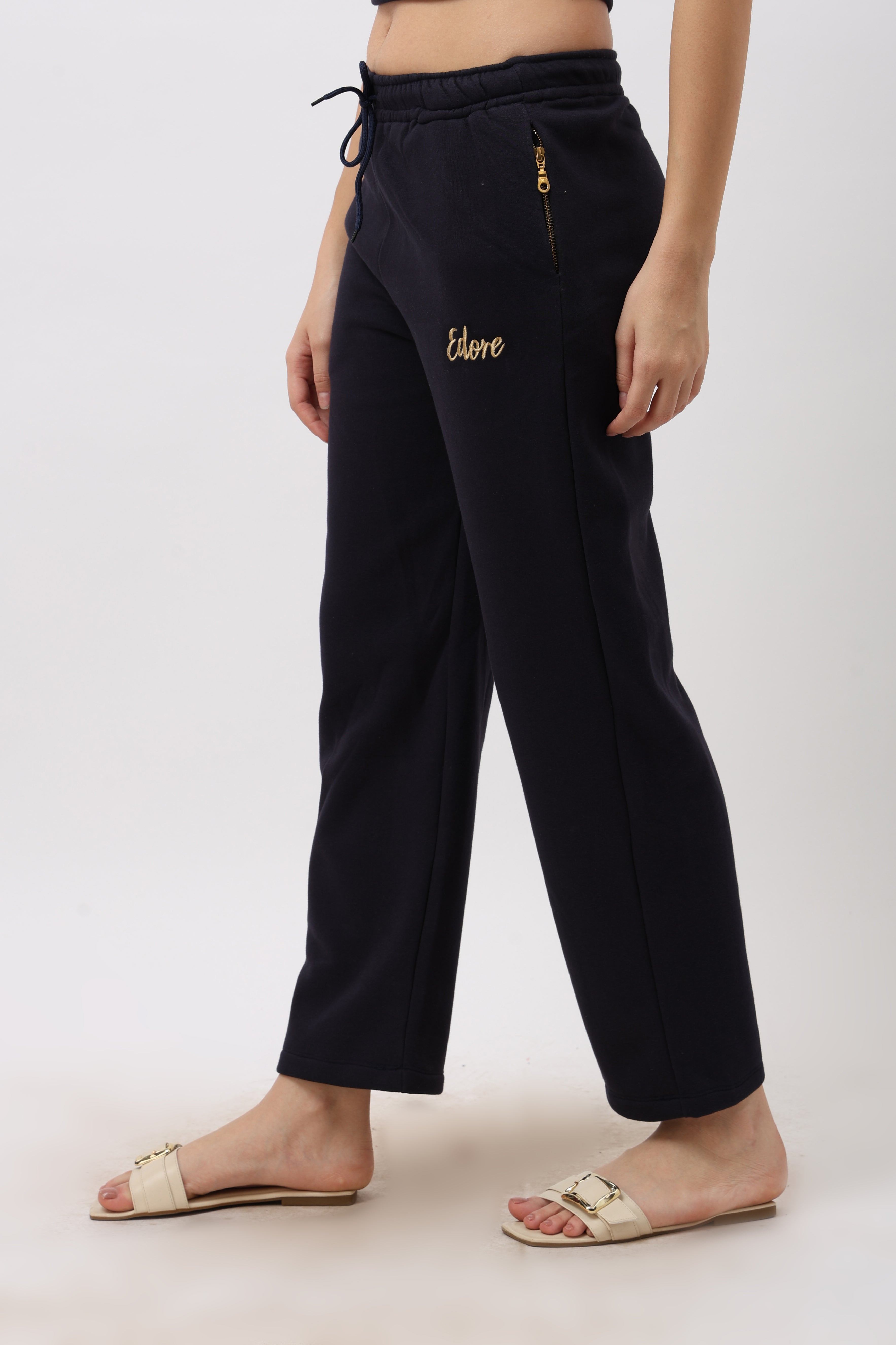 Cora Navy Blue Straight Fit Pyjama
