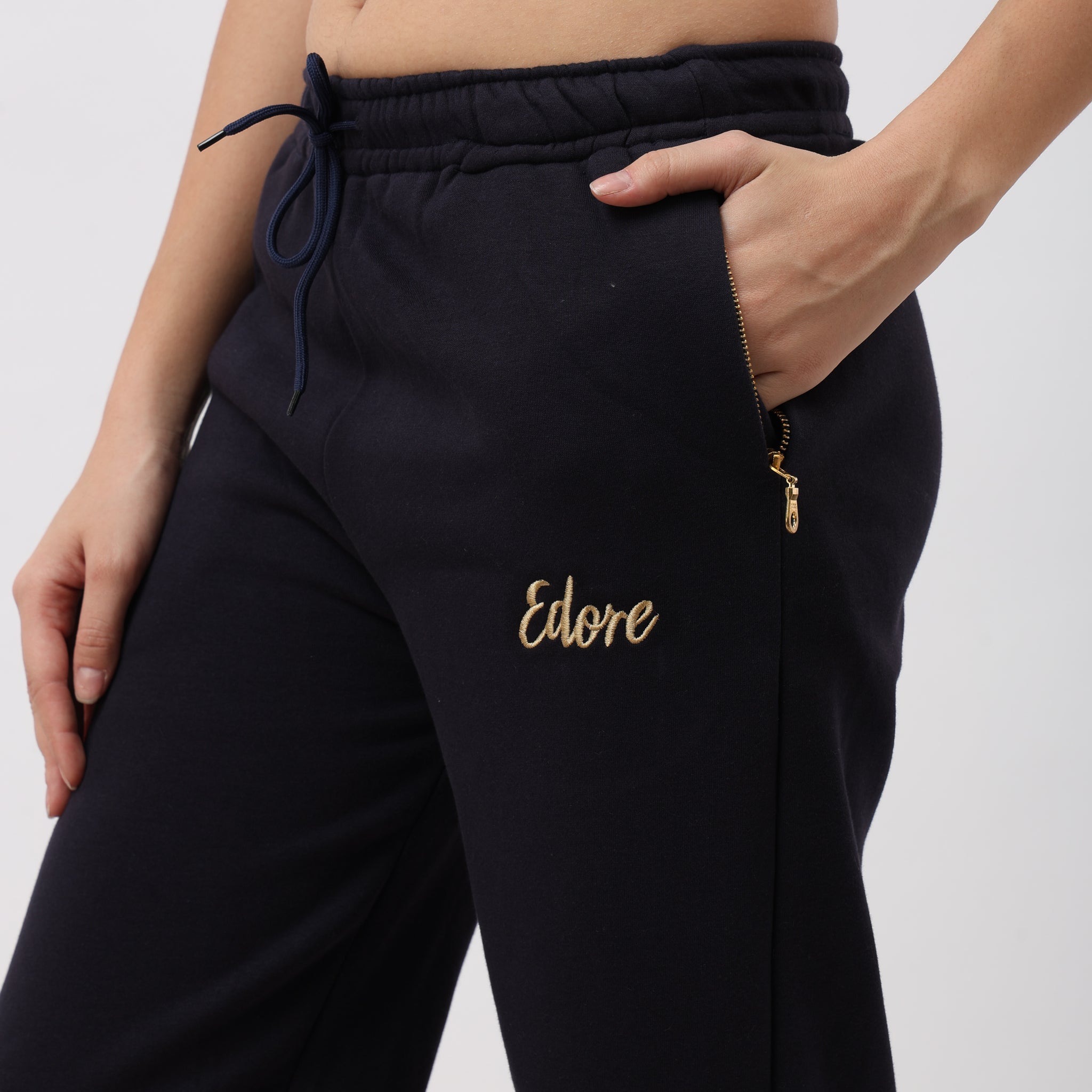 Cora Navy Blue Straight Fit Pyjama