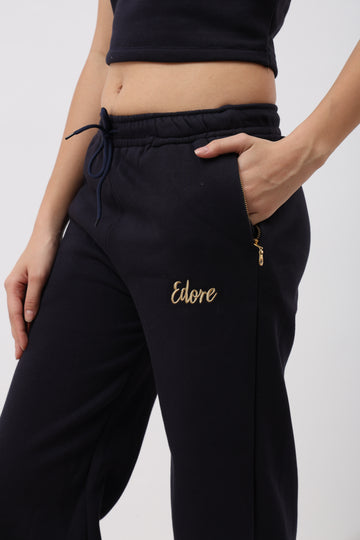 Cora Navy Blue Straight Fit Pyjama