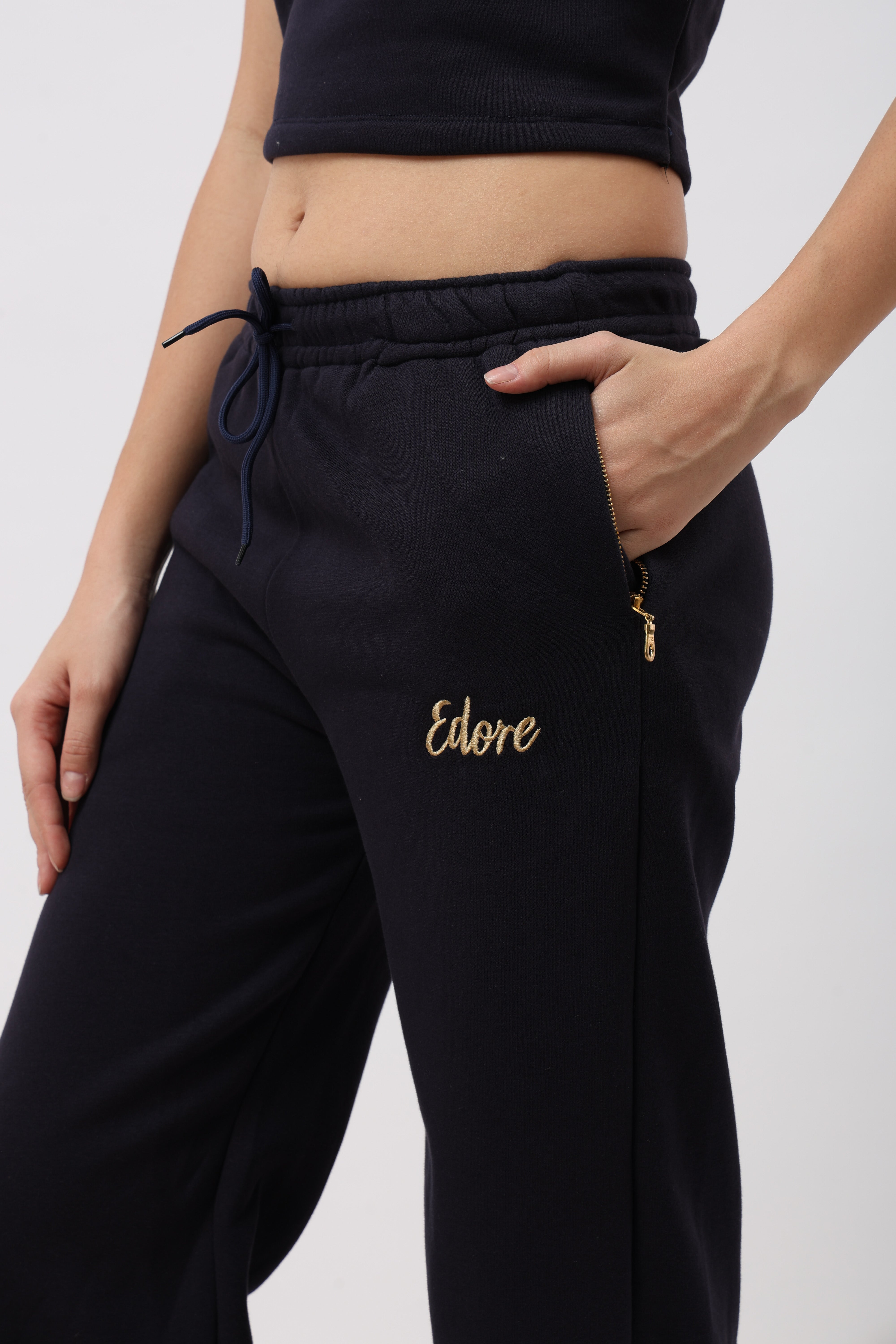 Cora Navy Blue Straight Fit Pyjama