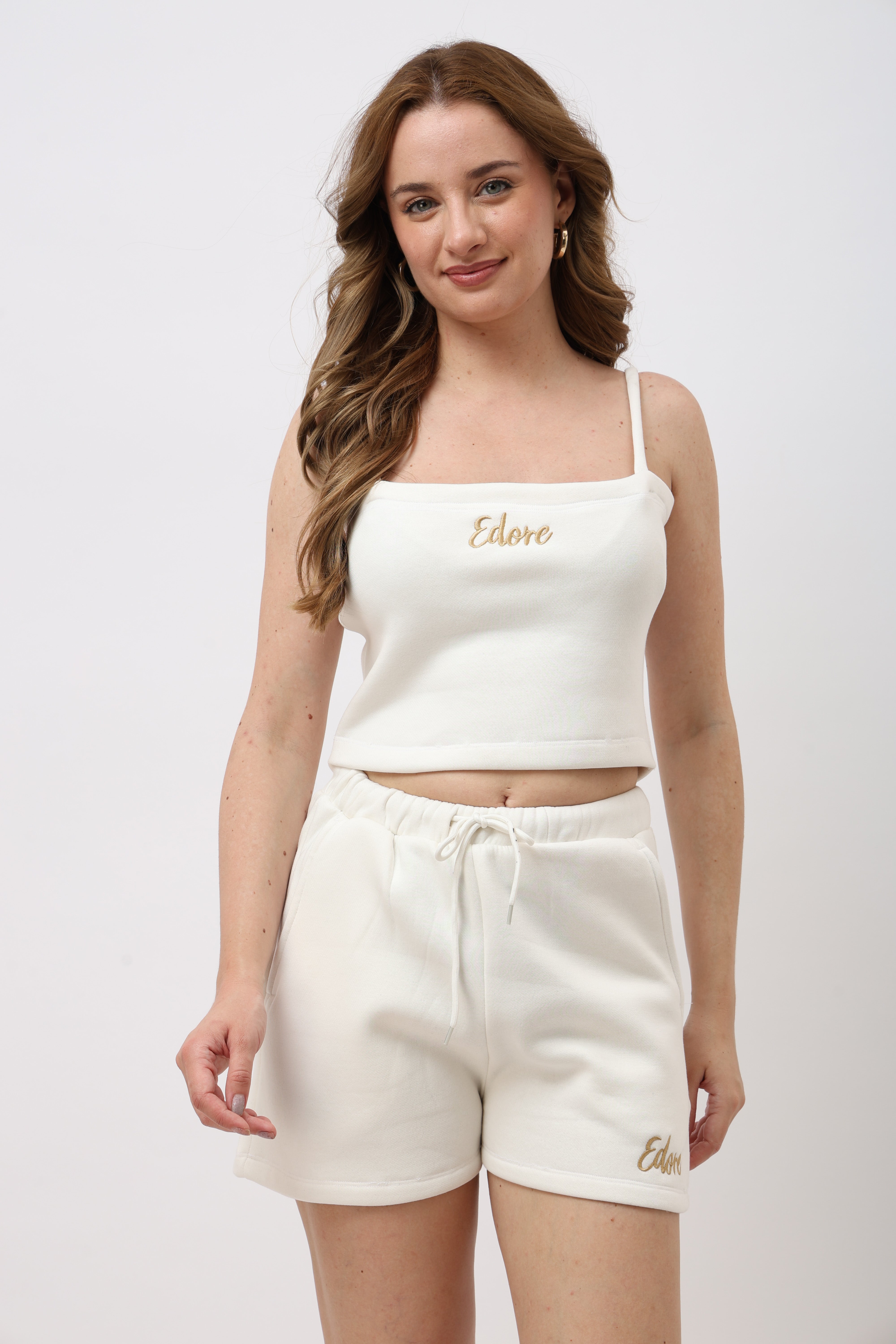 Lune Off White Cami Crop Top