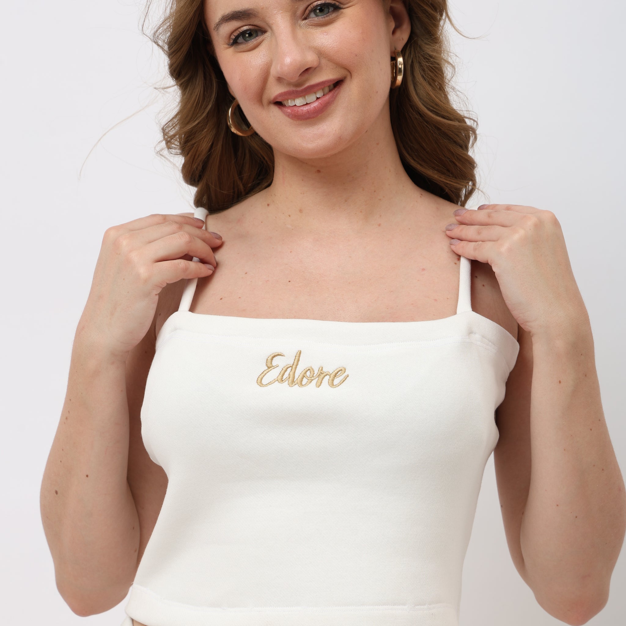 Lune Off White Cami Crop Top