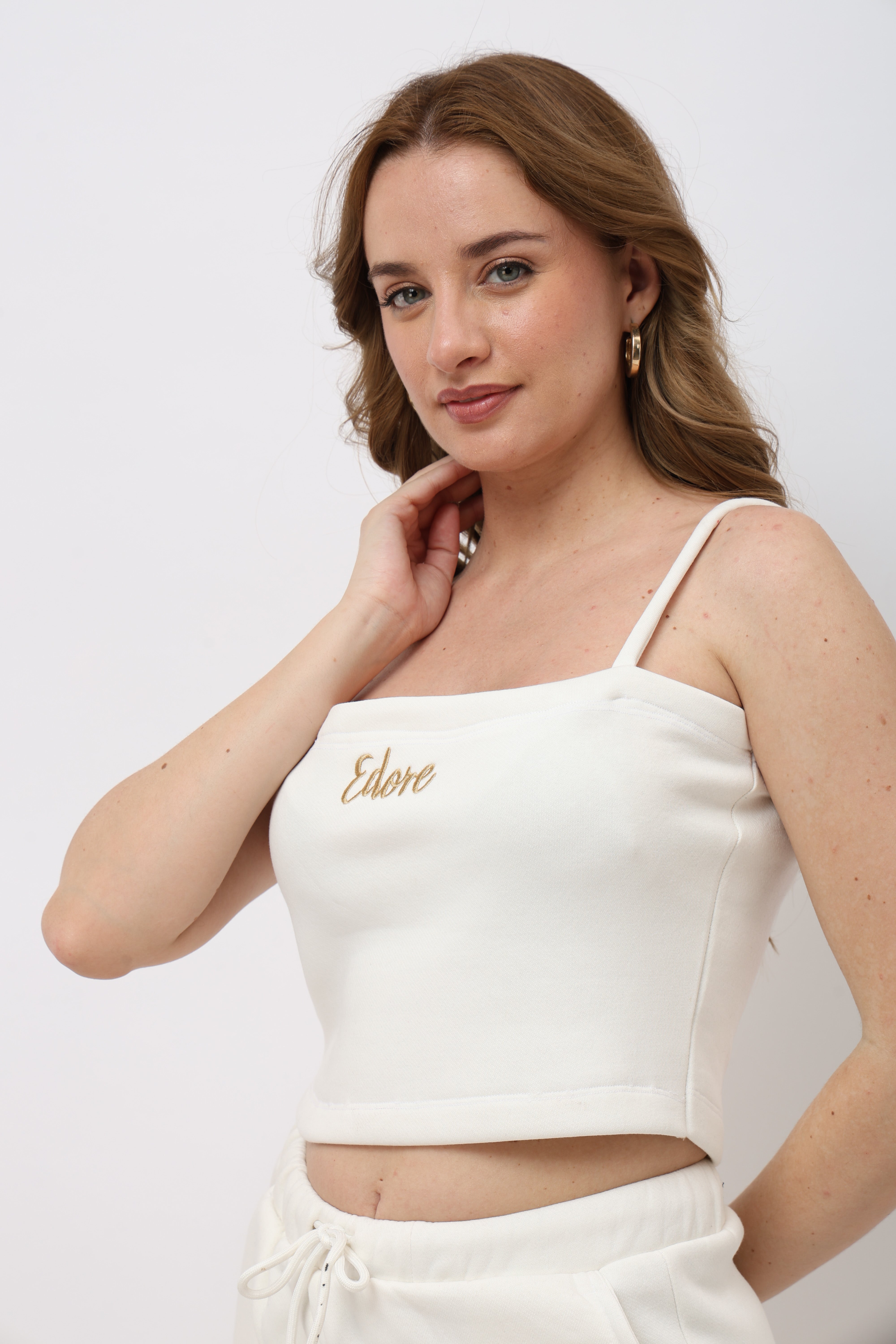 Lune Off White Cami Crop Top