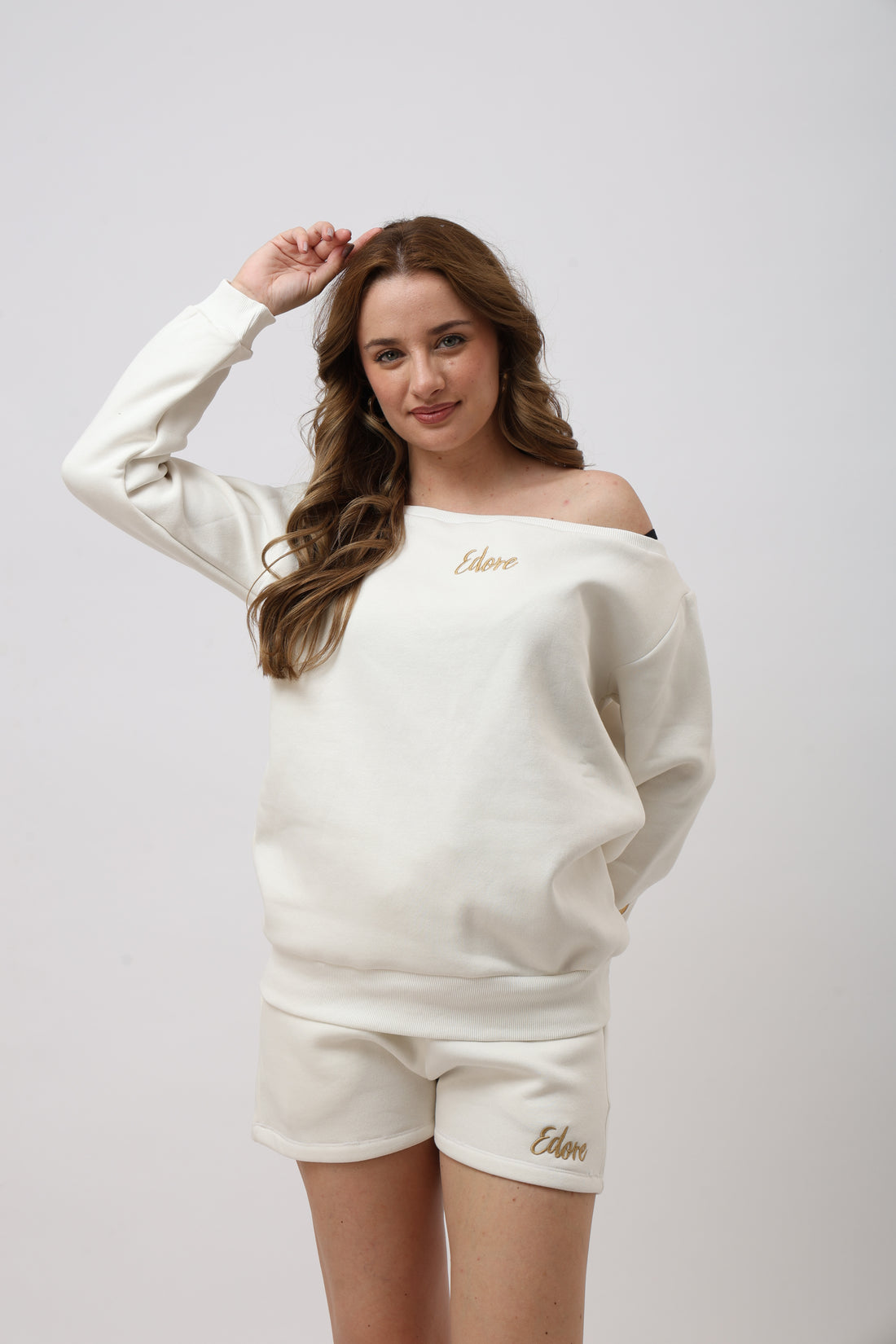 Sorelle Off White Off Shoulder Sweatshirt