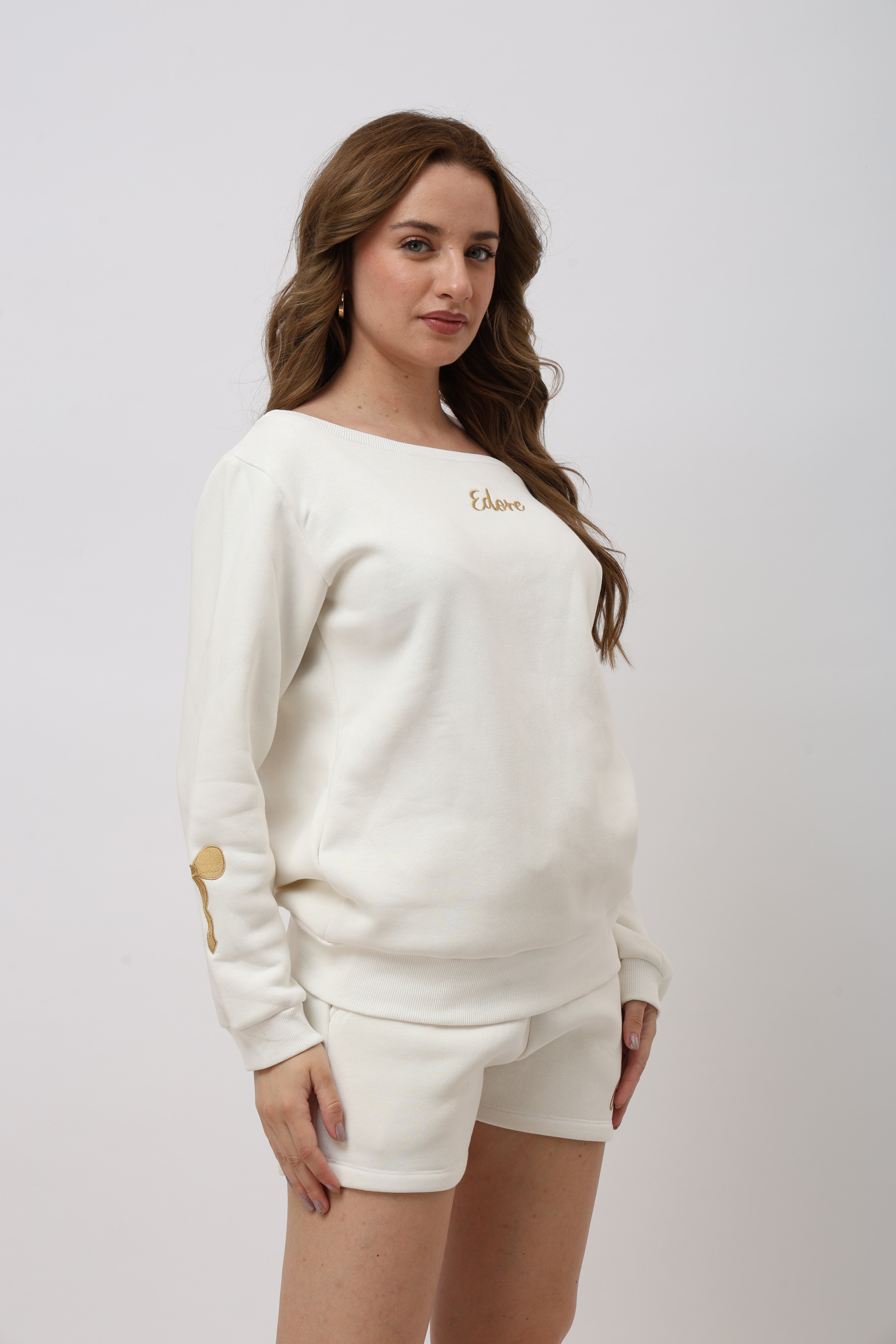 Sorelle Off White Off Shoulder Sweatshirt